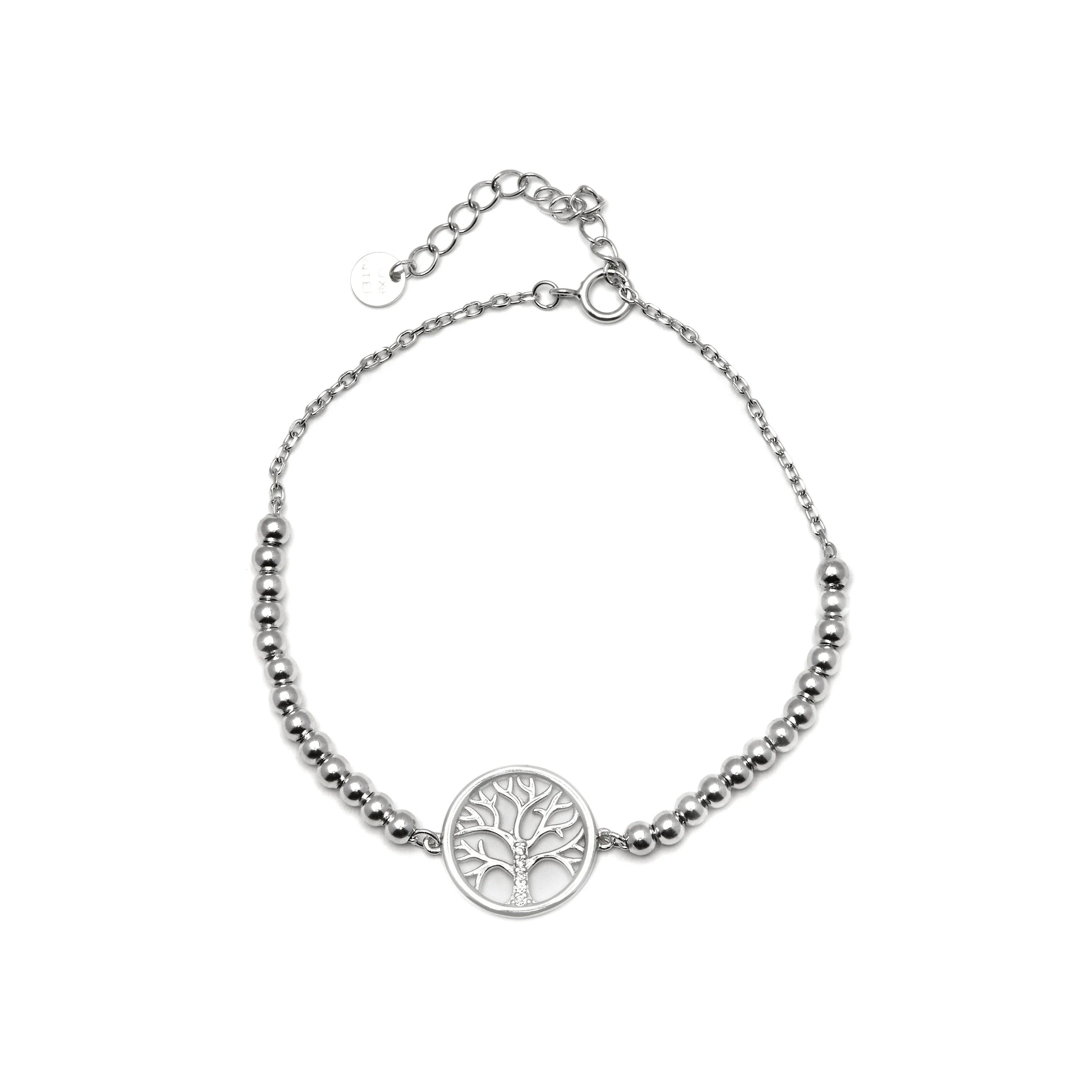 Pulsera de Plata de Ley 925 con Circonita Brillante acabada en rodio - Arbol Vida - Image 3