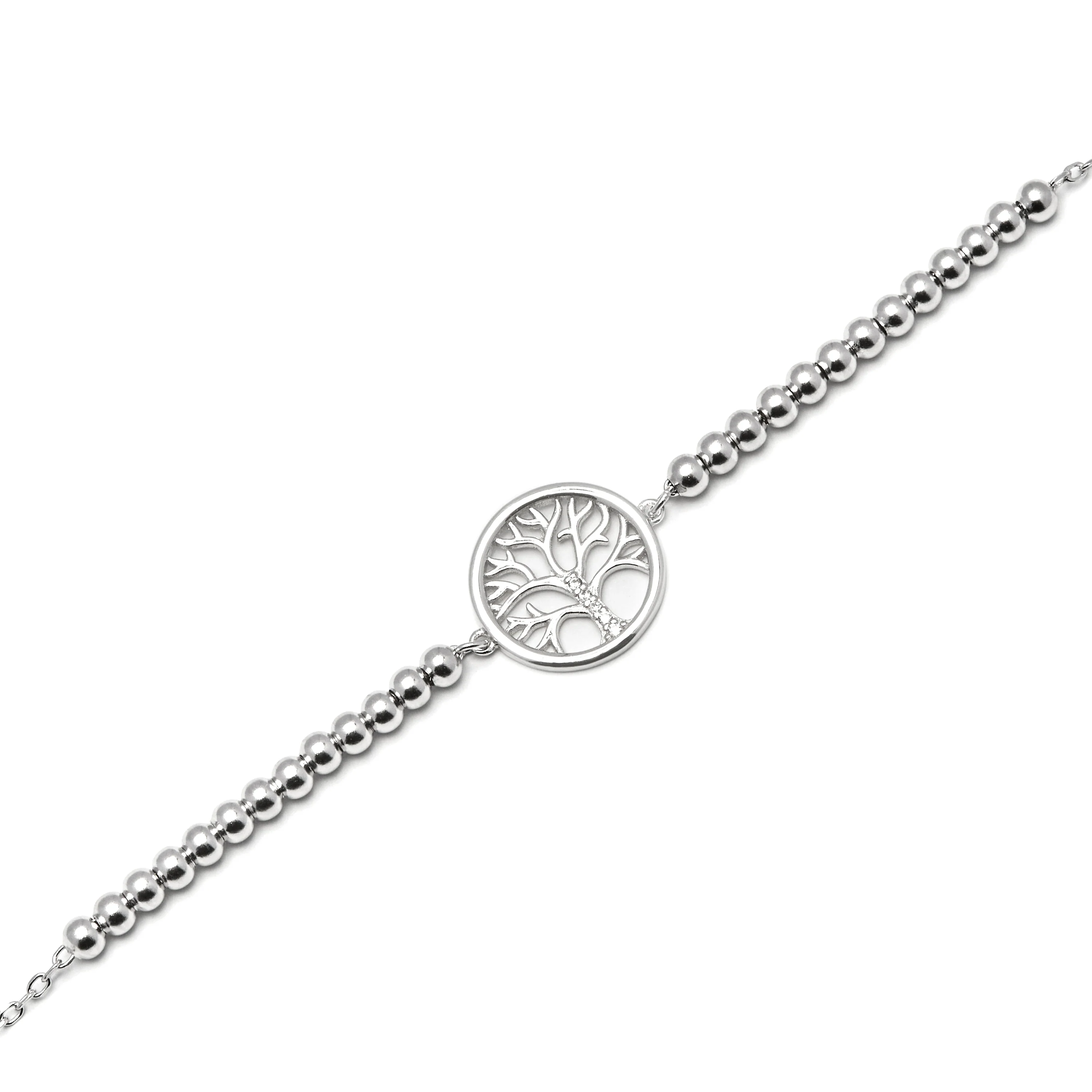 Pulsera de Plata de Ley 925 con Circonita Brillante acabada en rodio - Arbol Vida - Image 5
