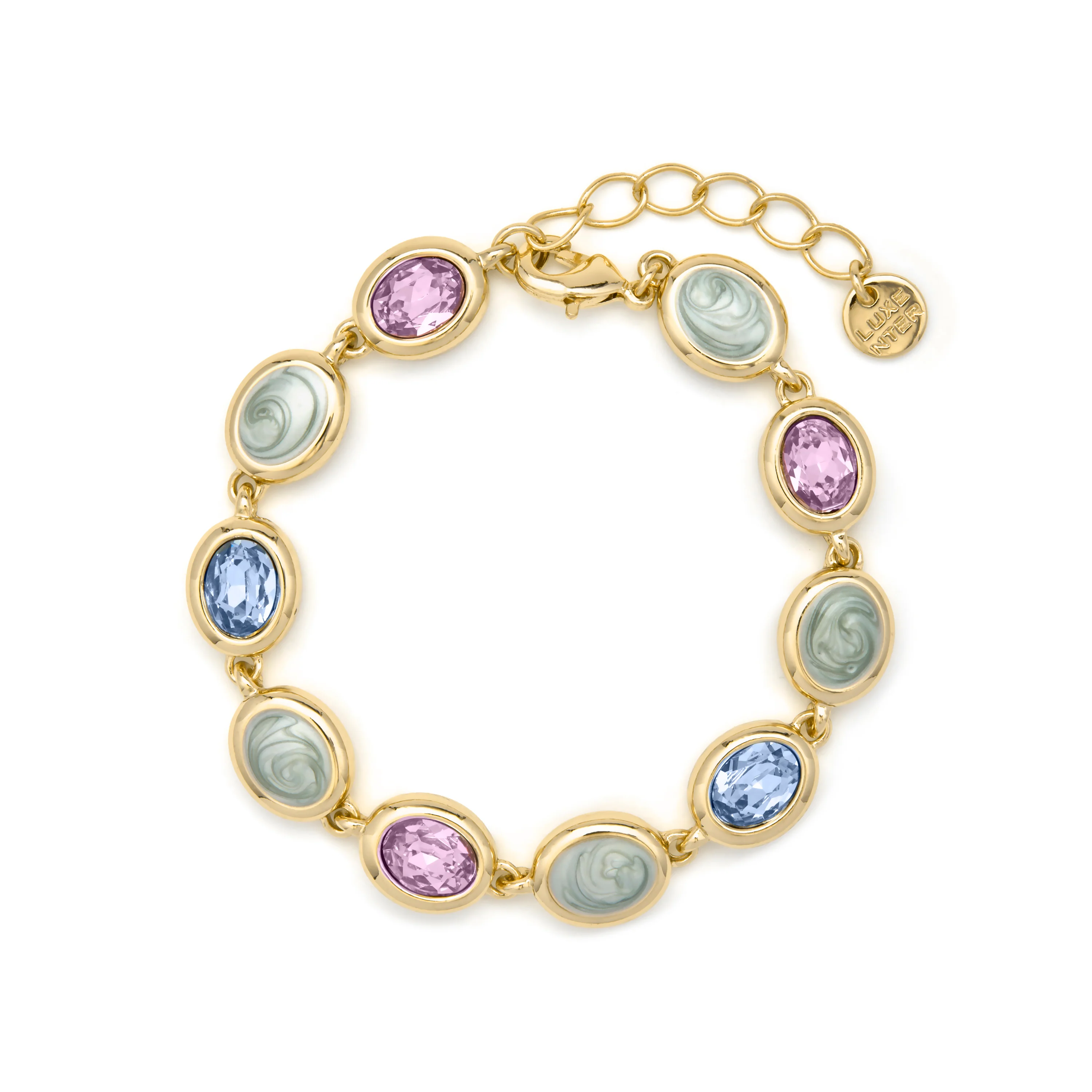 Pulsera de Cuarzo Hidrotermal Multicolor acabado en oro amarillo 18k - Asbi - Image 3