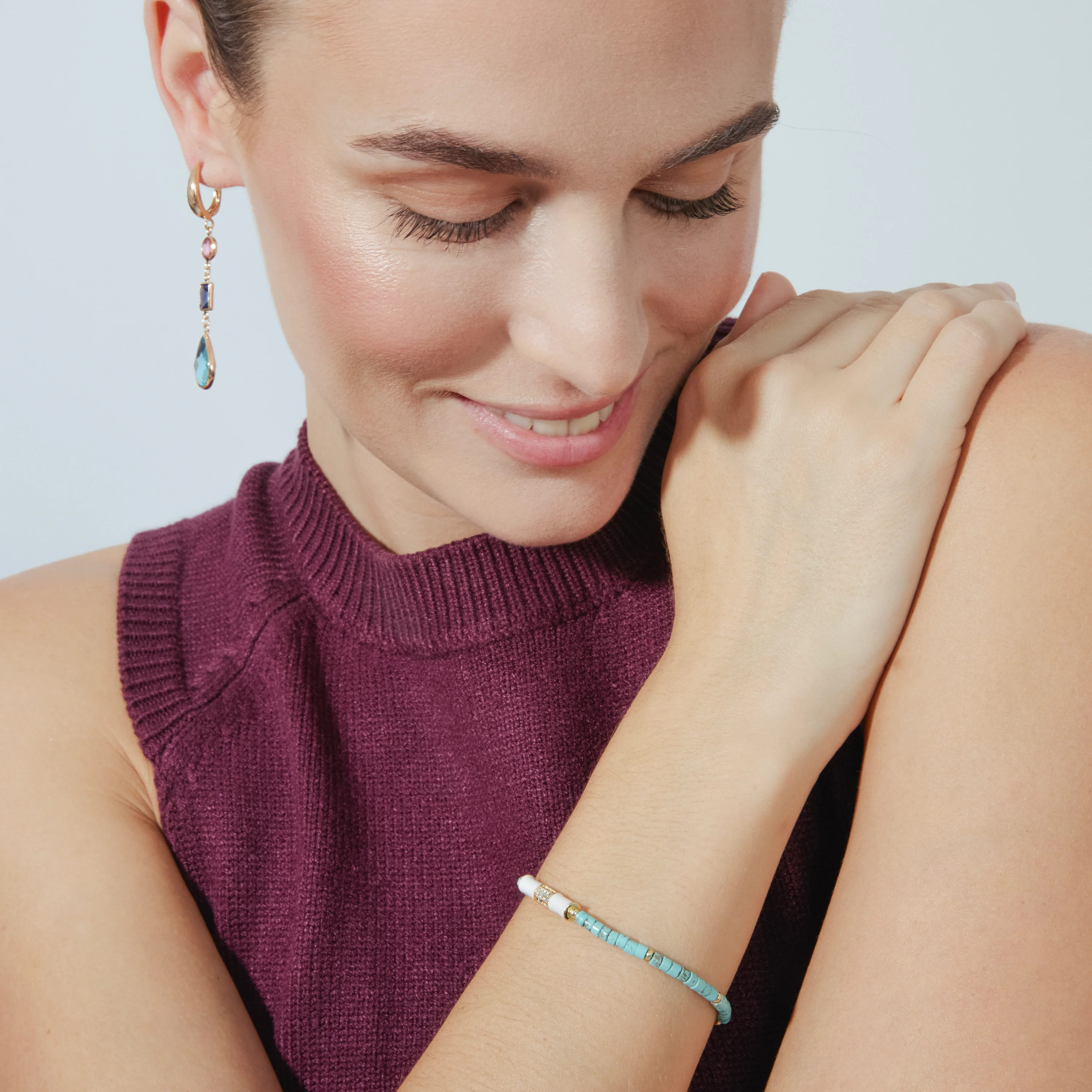 Pulsera acabado oro amarillo de 18k y Turquesa - Asmi - Image 2