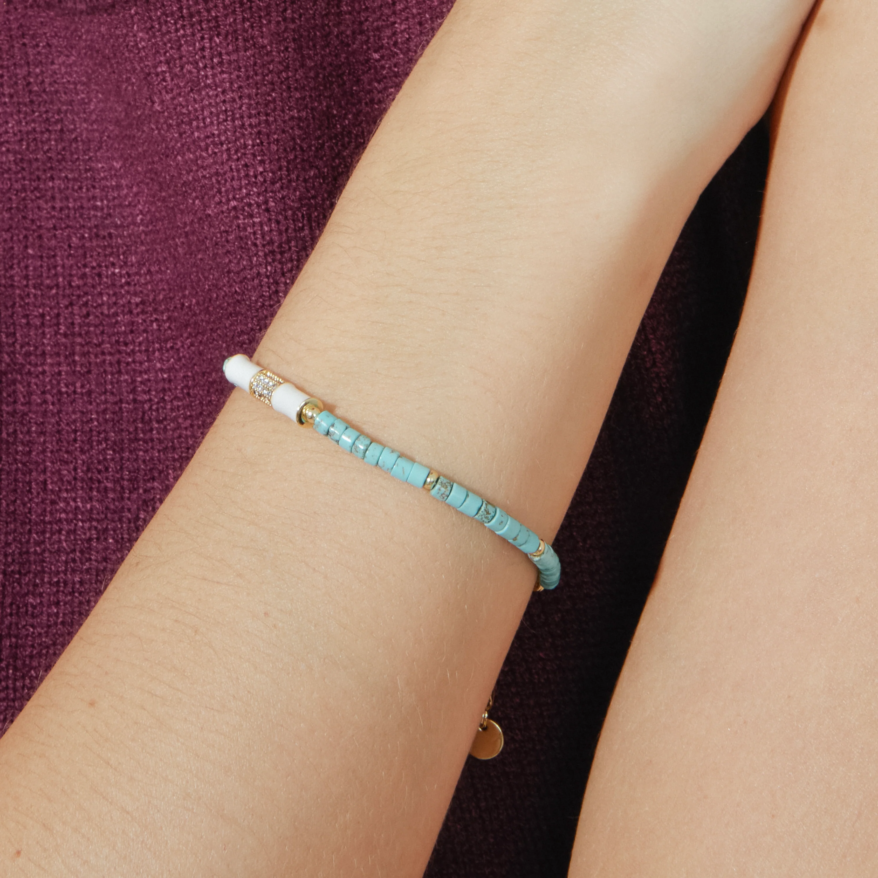Pulsera acabado oro amarillo de 18k y Turquesa - Asmi - Image 3