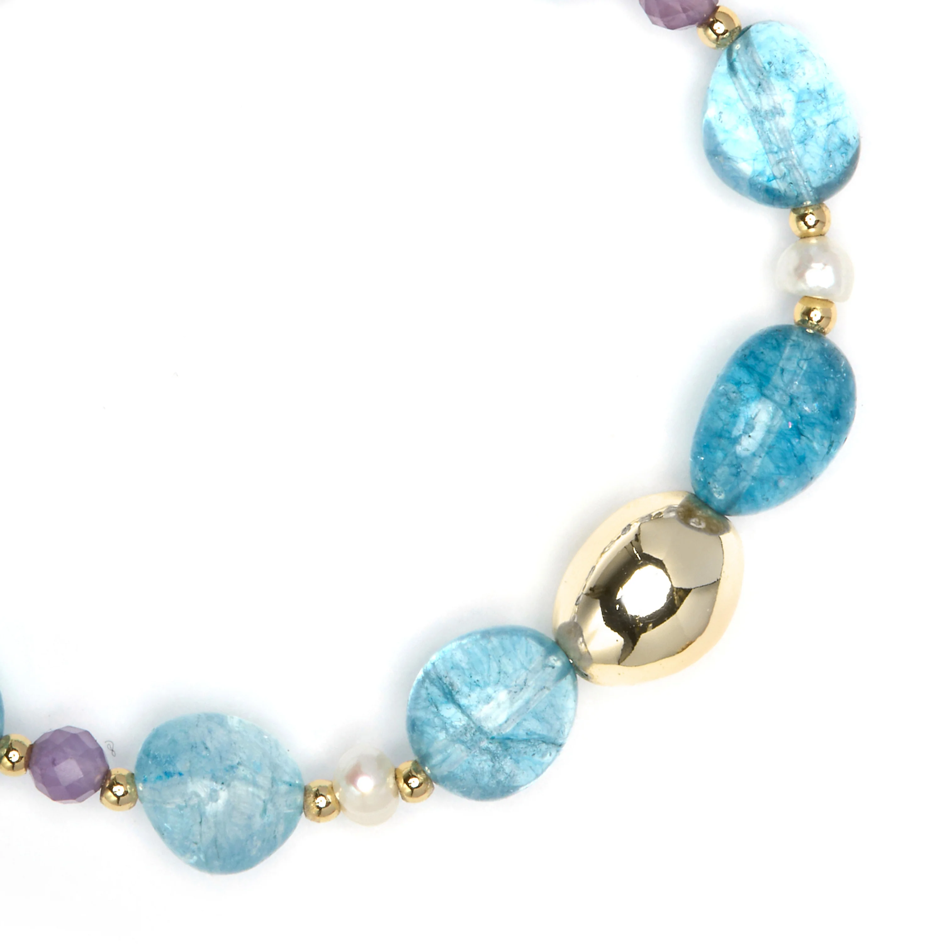 Pulsera de Plata de Ley 925 y Cristal Azul acabado en oro amarillo 18k - Aswudi - Image 4