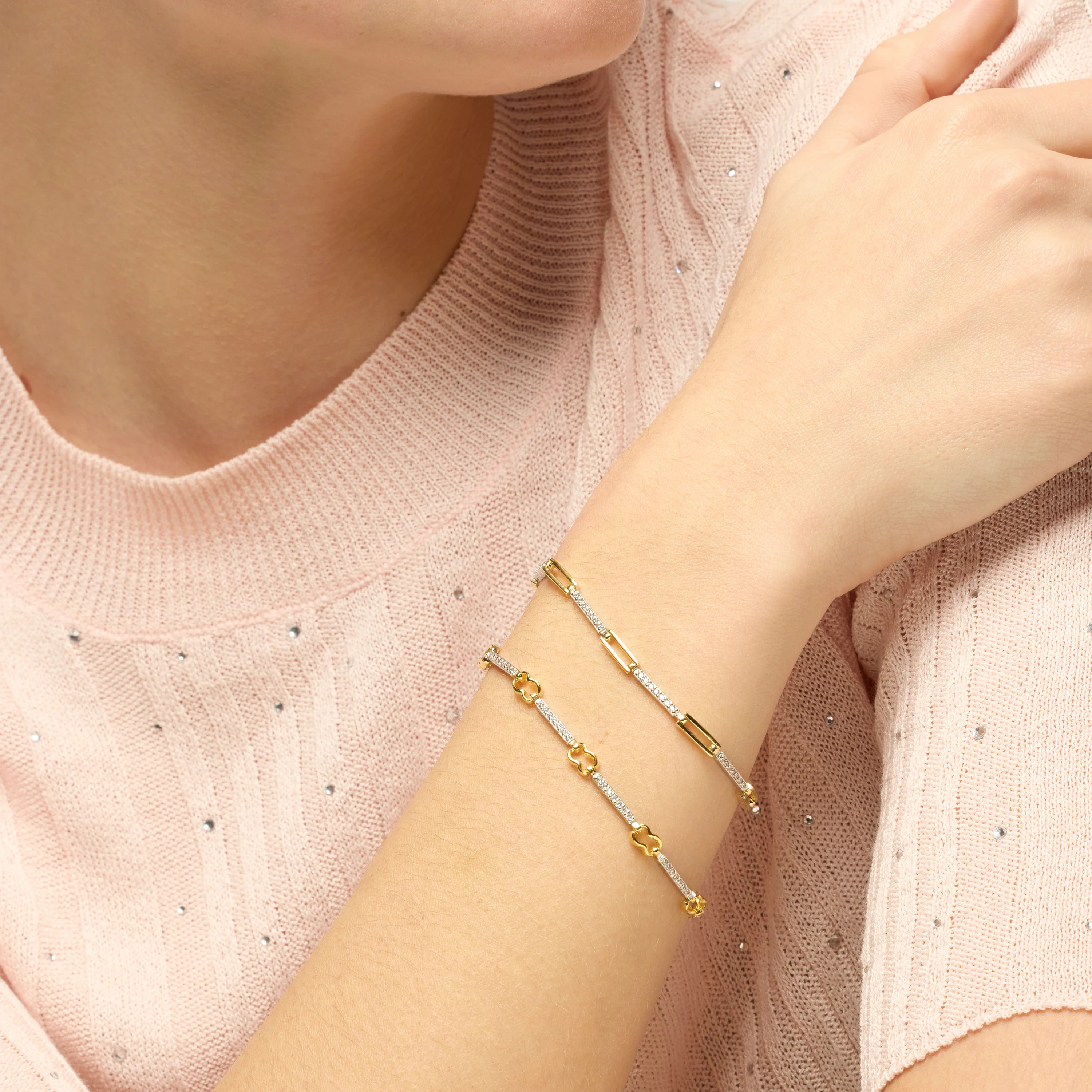 Pulsera de Plata de Ley 925 y Circonita Brillante acabado oro amarillo de 18k - Athit - Image 2