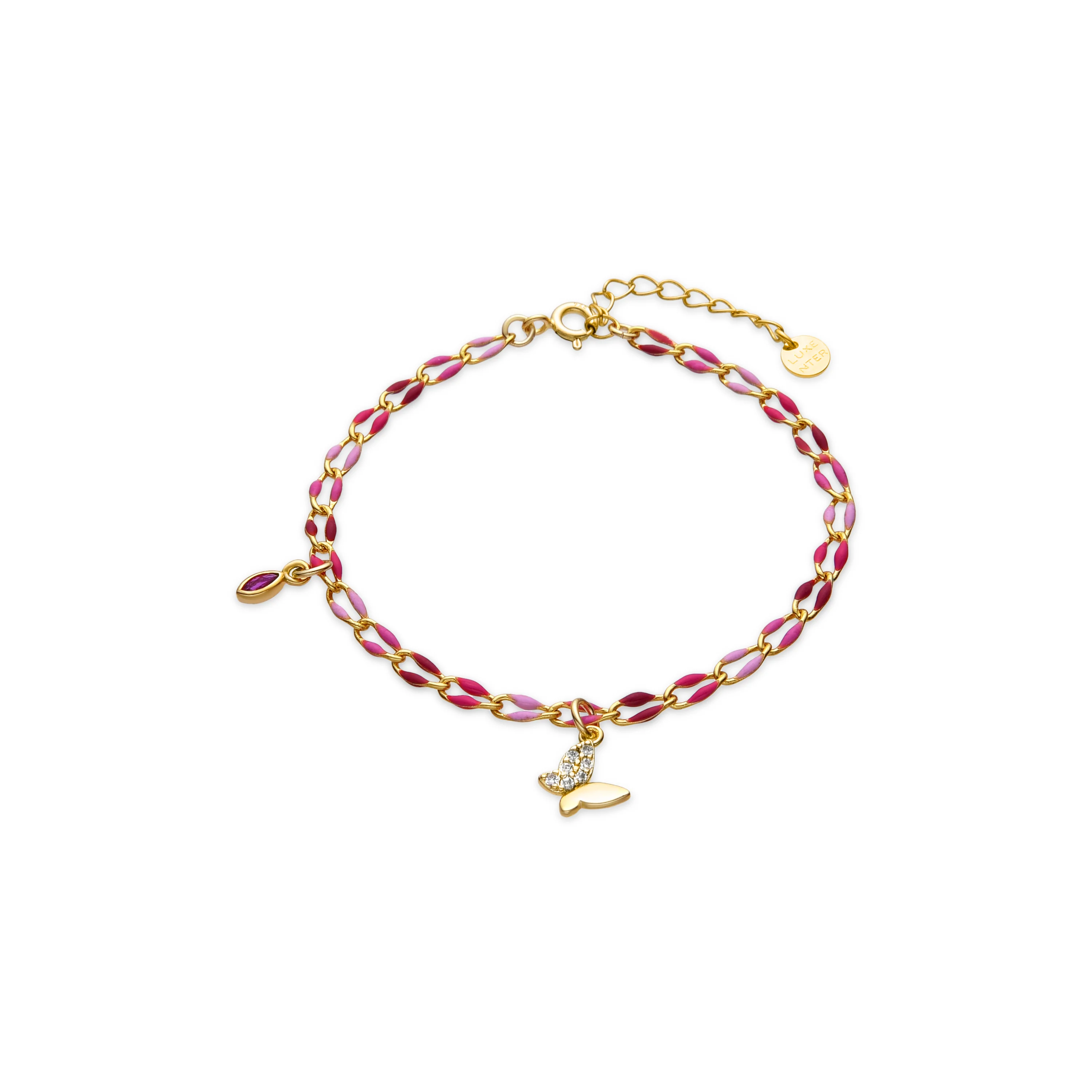 Pulsera de Plata de Ley 925 y Lacado Rosa acabado oro amarillo de 18k - Axelon