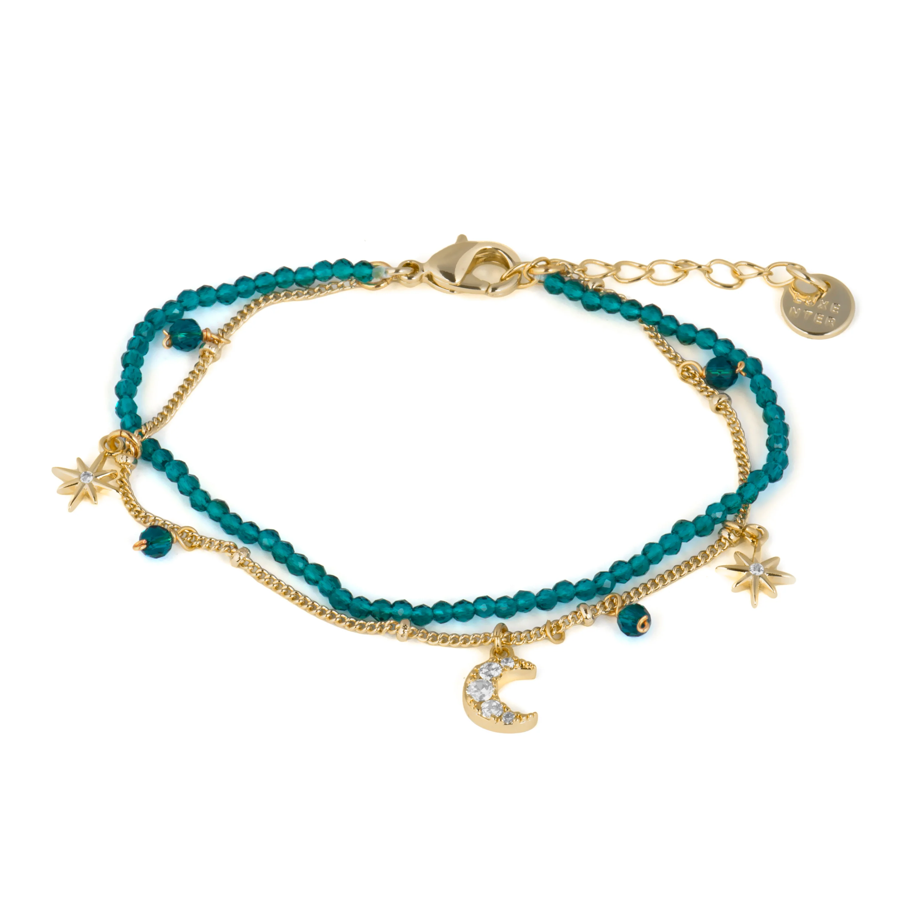 Pulsera de Cristal Verde acabado en oro amarillo 18k - Ayora