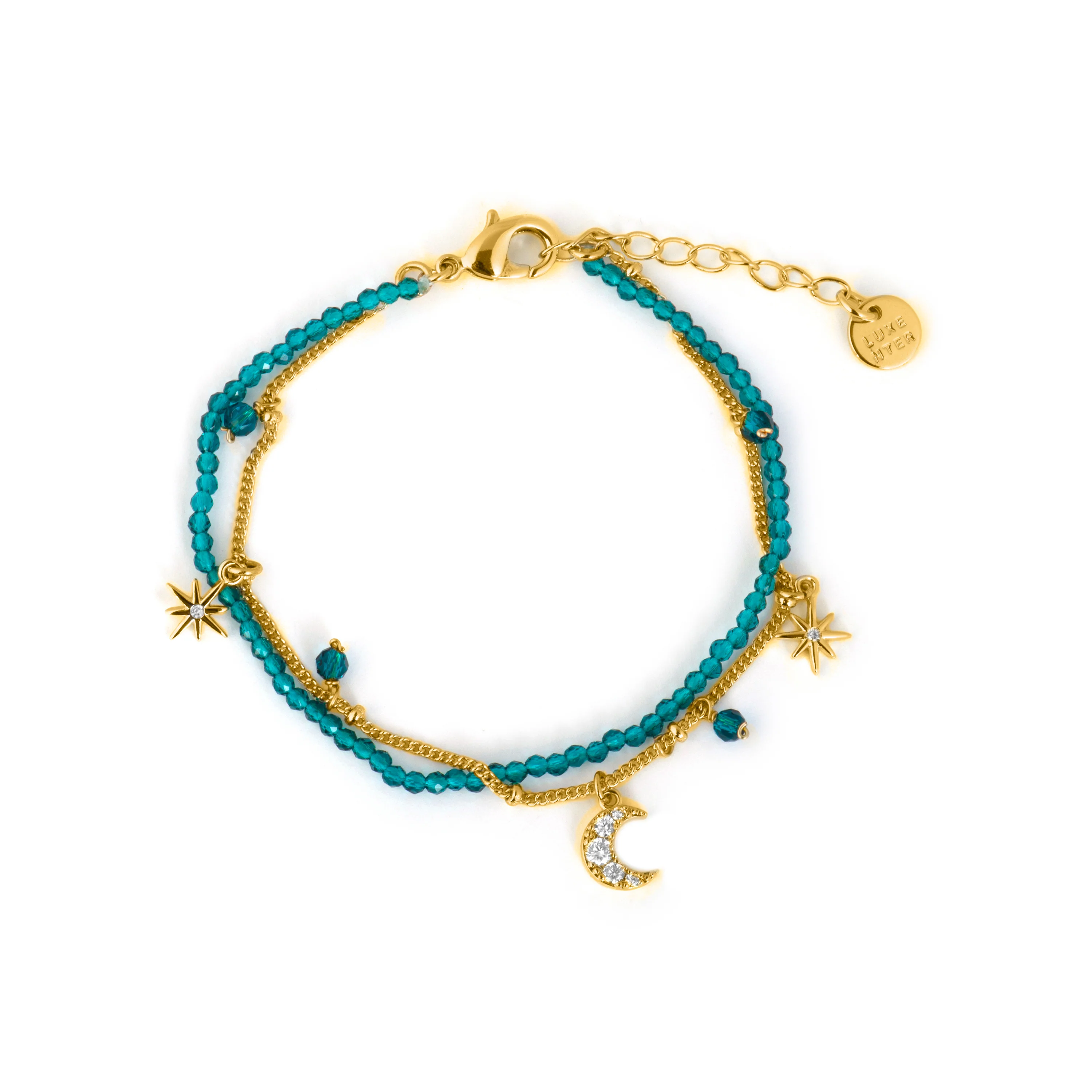 Pulsera de Cristal Verde acabado en oro amarillo 18k - Ayora - Image 3