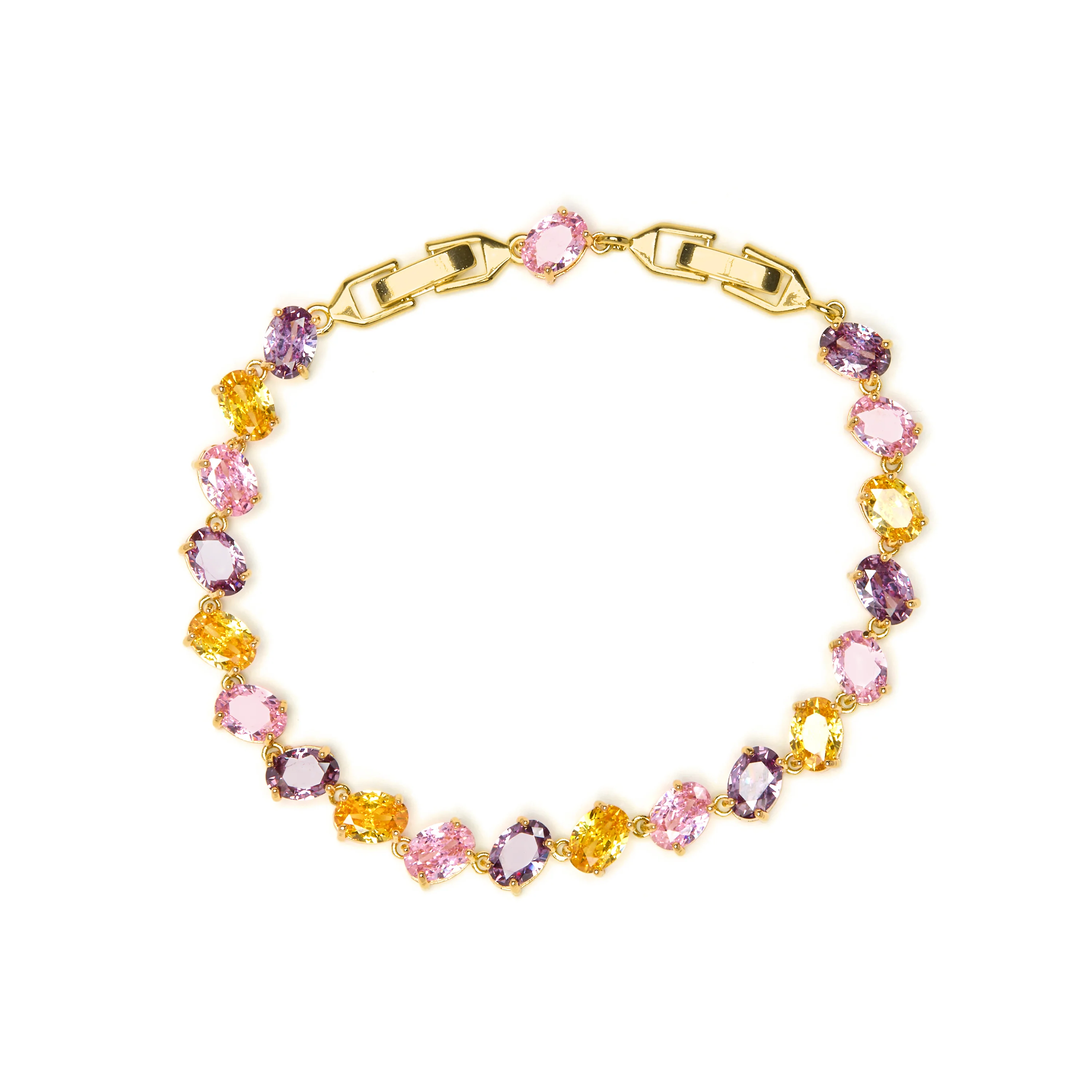 Pulsera acabado oro amarillo de 18k y Circonita Multicolor - Azik - Image 3