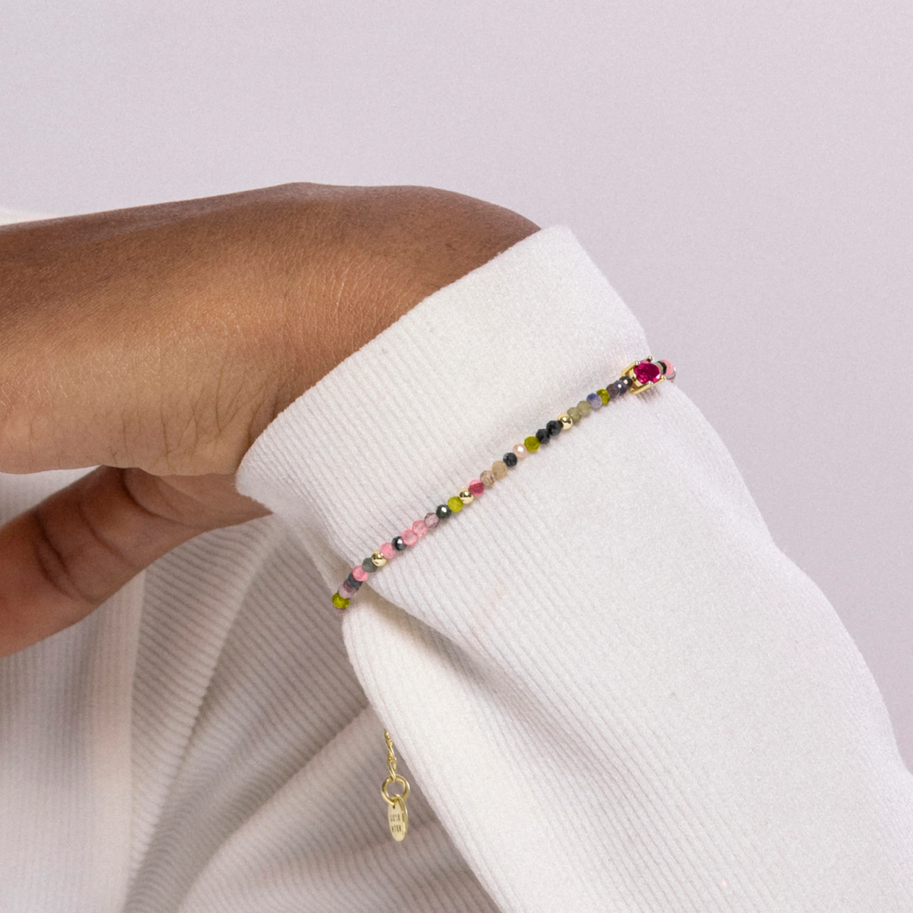 Pulsera de Turmalina Multicolor acabada en oro amarillo 18K - Baim - Image 3