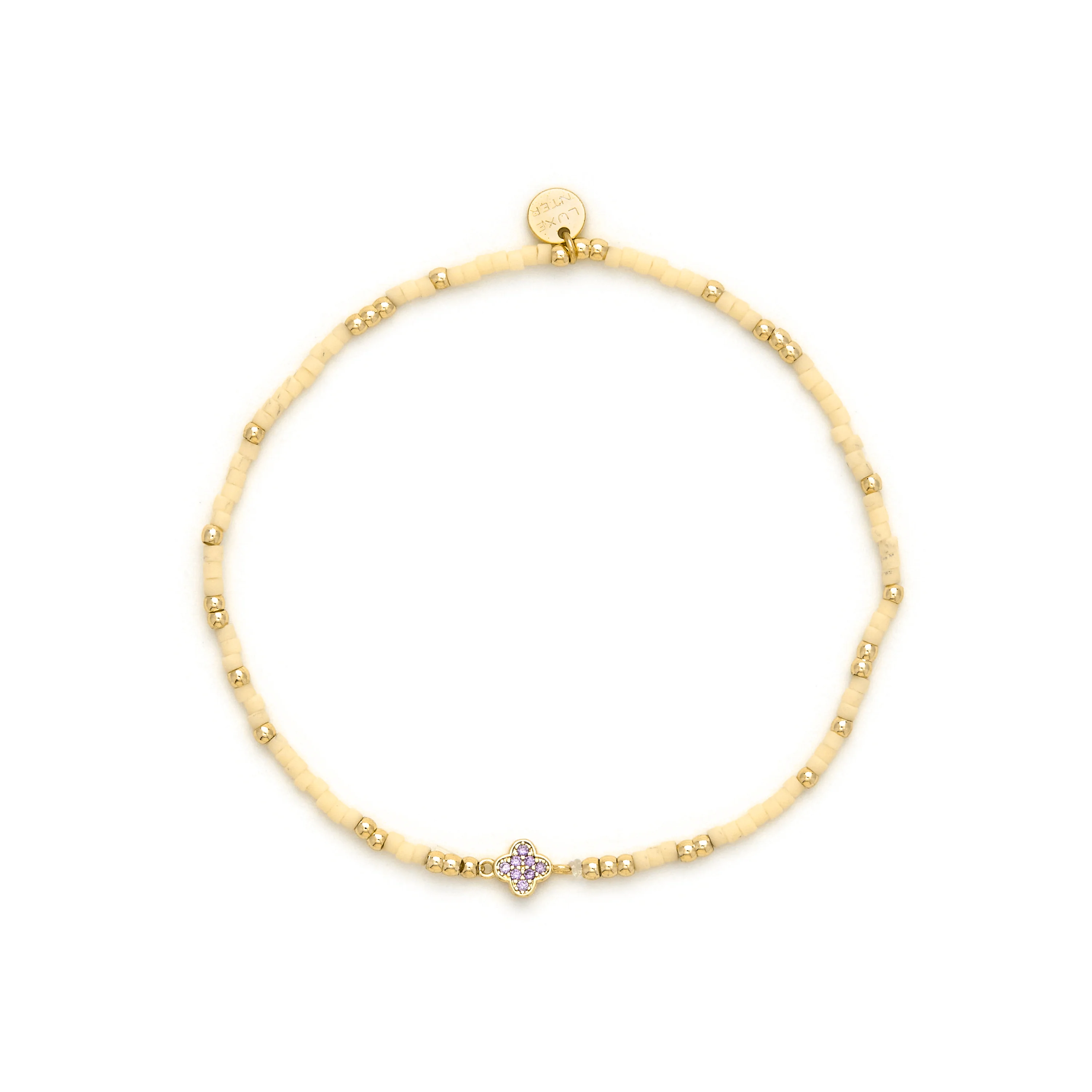Pulsera de Plata de Ley 925 y Circonita Amatista acabado en oro amarillo 18k - Becle - Image 3