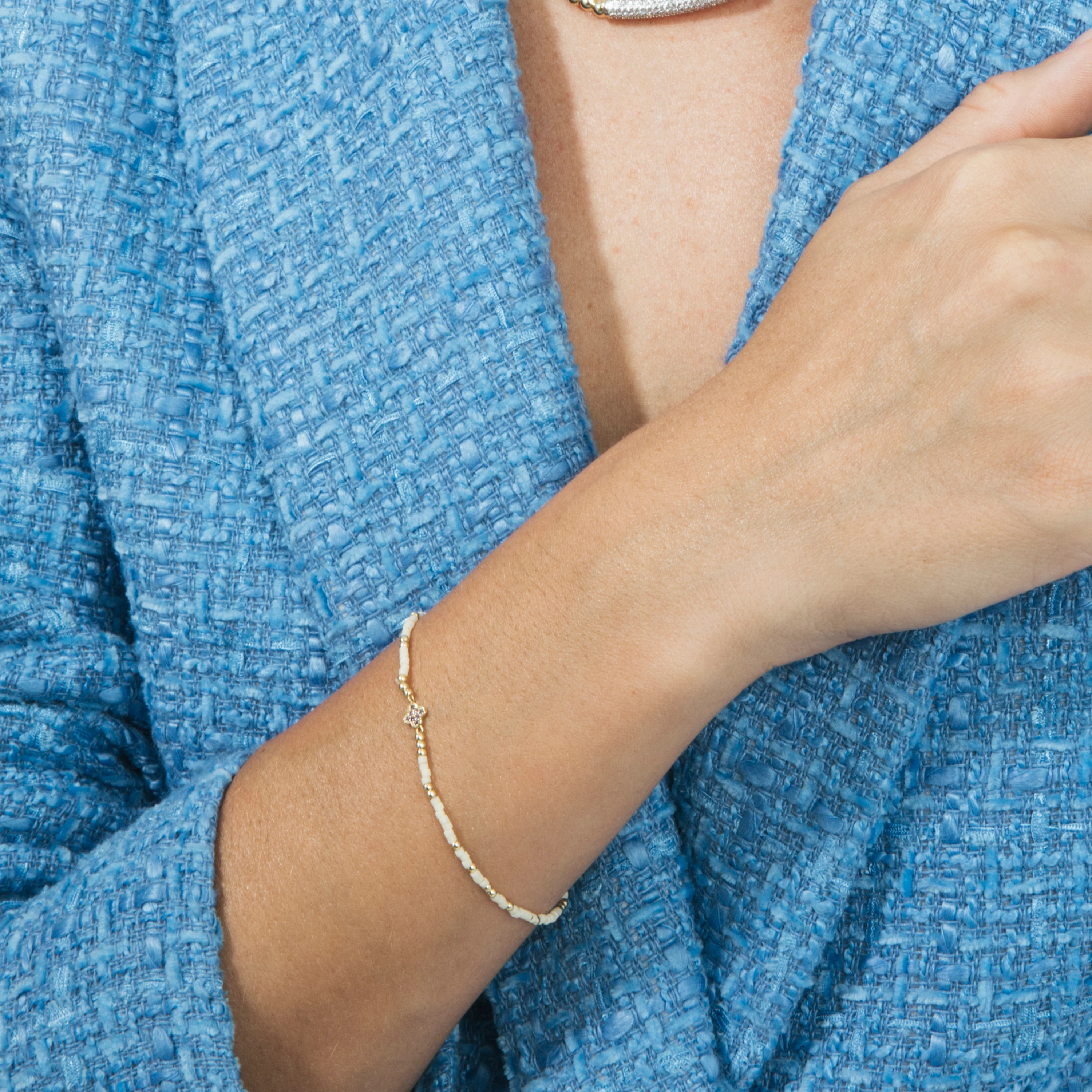 Pulsera de Plata de Ley 925 y Circonita Amatista acabado en oro amarillo 18k - Becle - Image 4