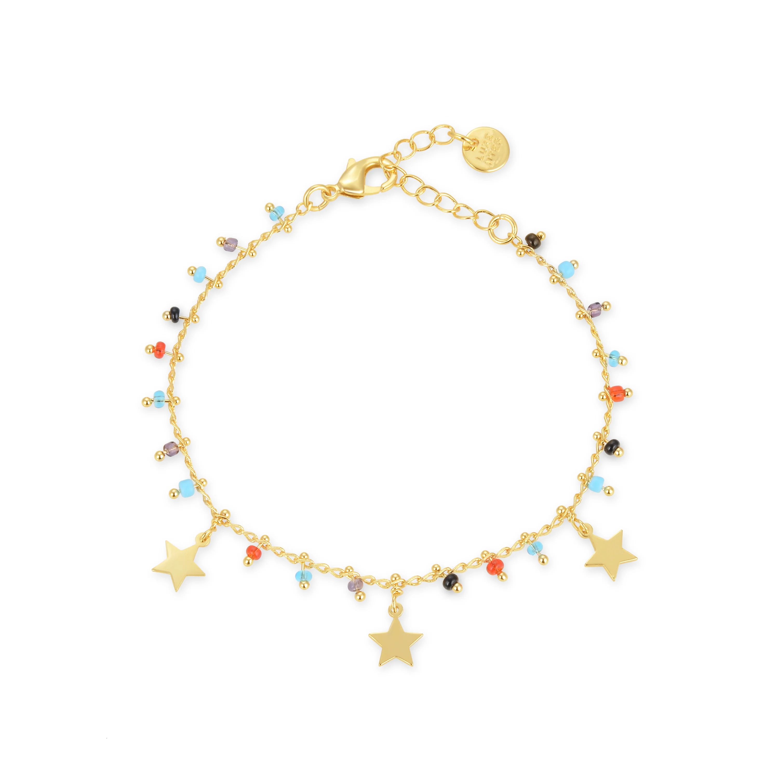 Pulsera de Plata de Ley 925 con Cuarzo Hidrotermal Multicolor acabada en oro amarillo 18K - Beos - Image 3