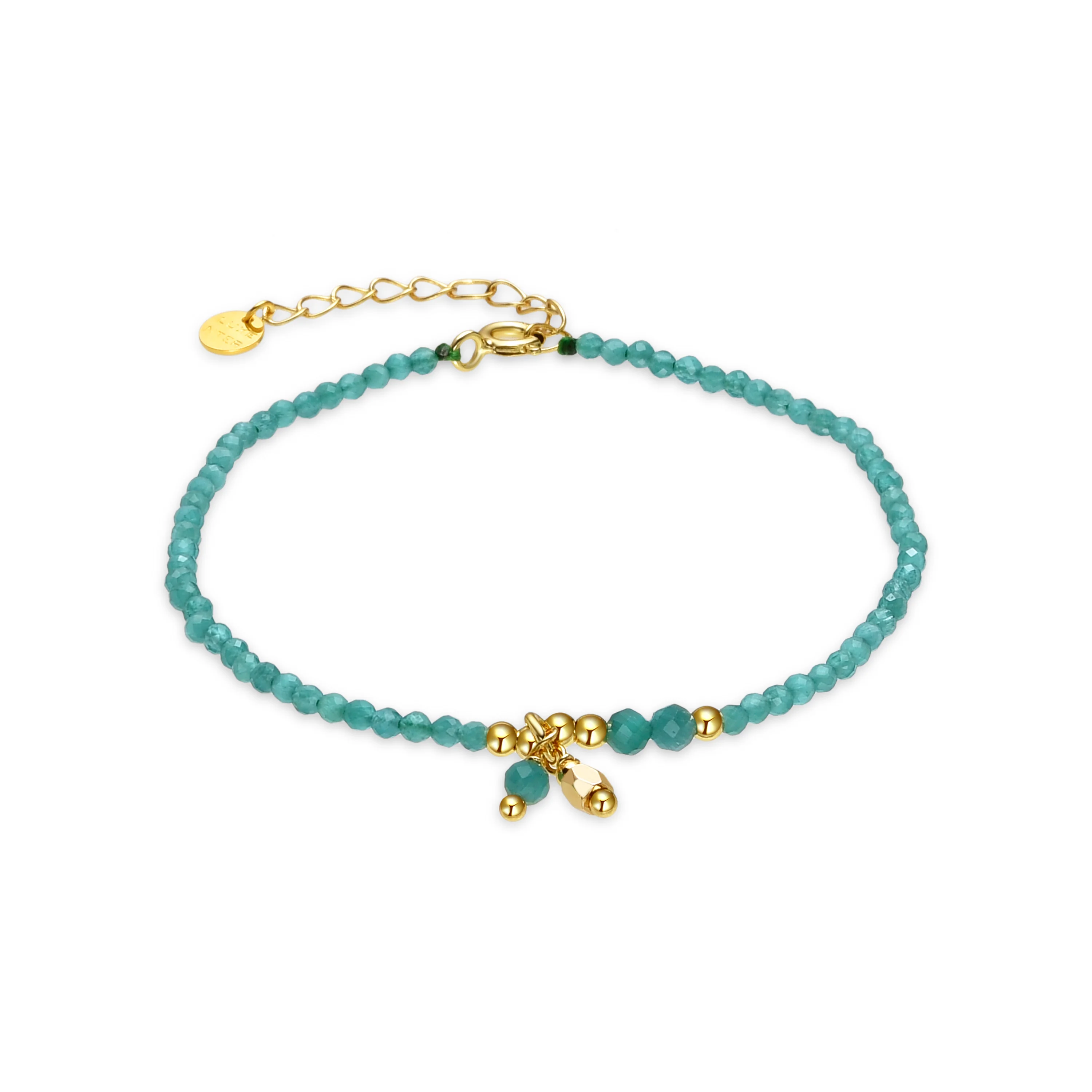 Pulsera de Plata de Ley 925 y Cristal Verde acabada en oro amarillo de 18k - Bialak