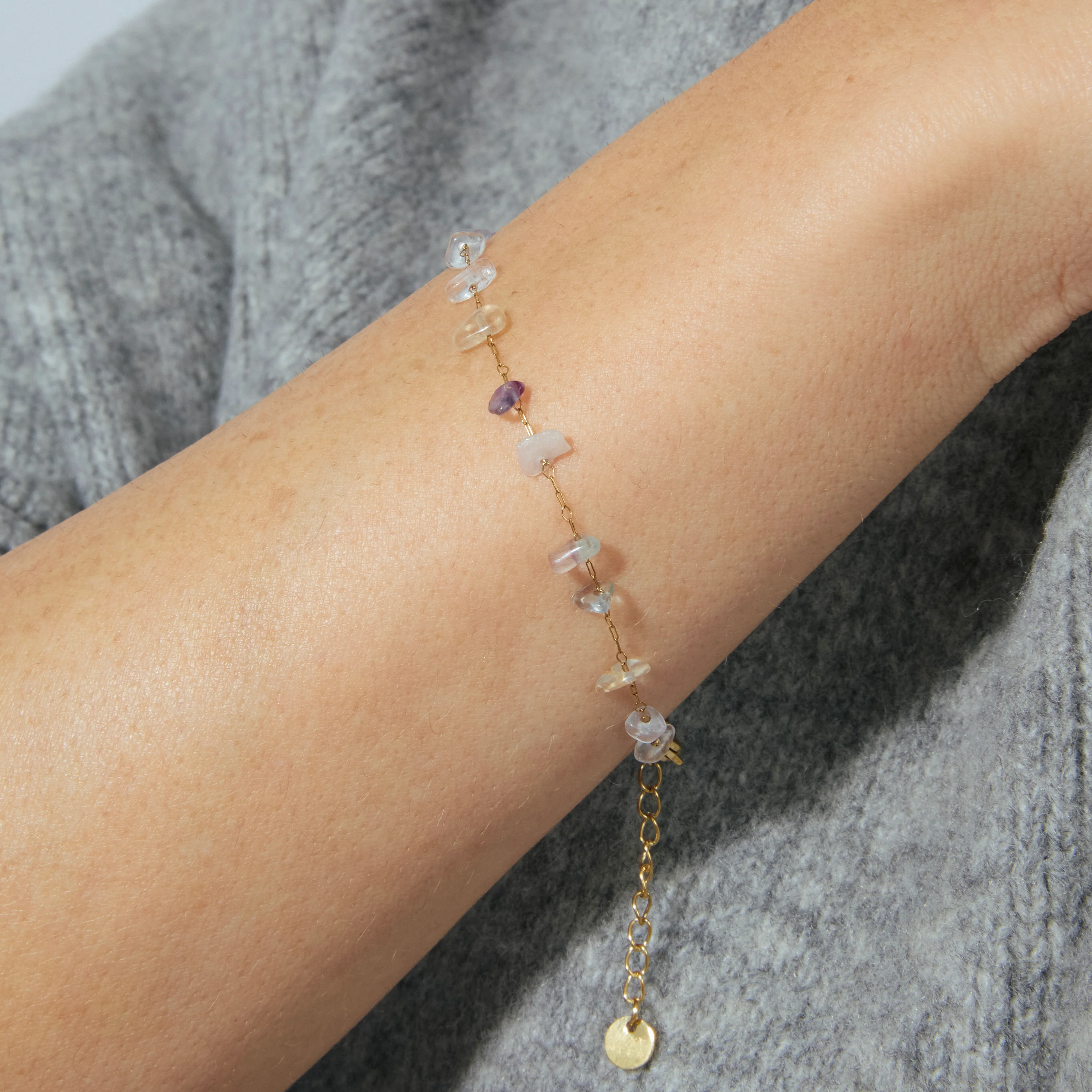 Pulsera de Multicolor Piedra Natural acabada en oro amarillo 18K - Bidain - Image 3