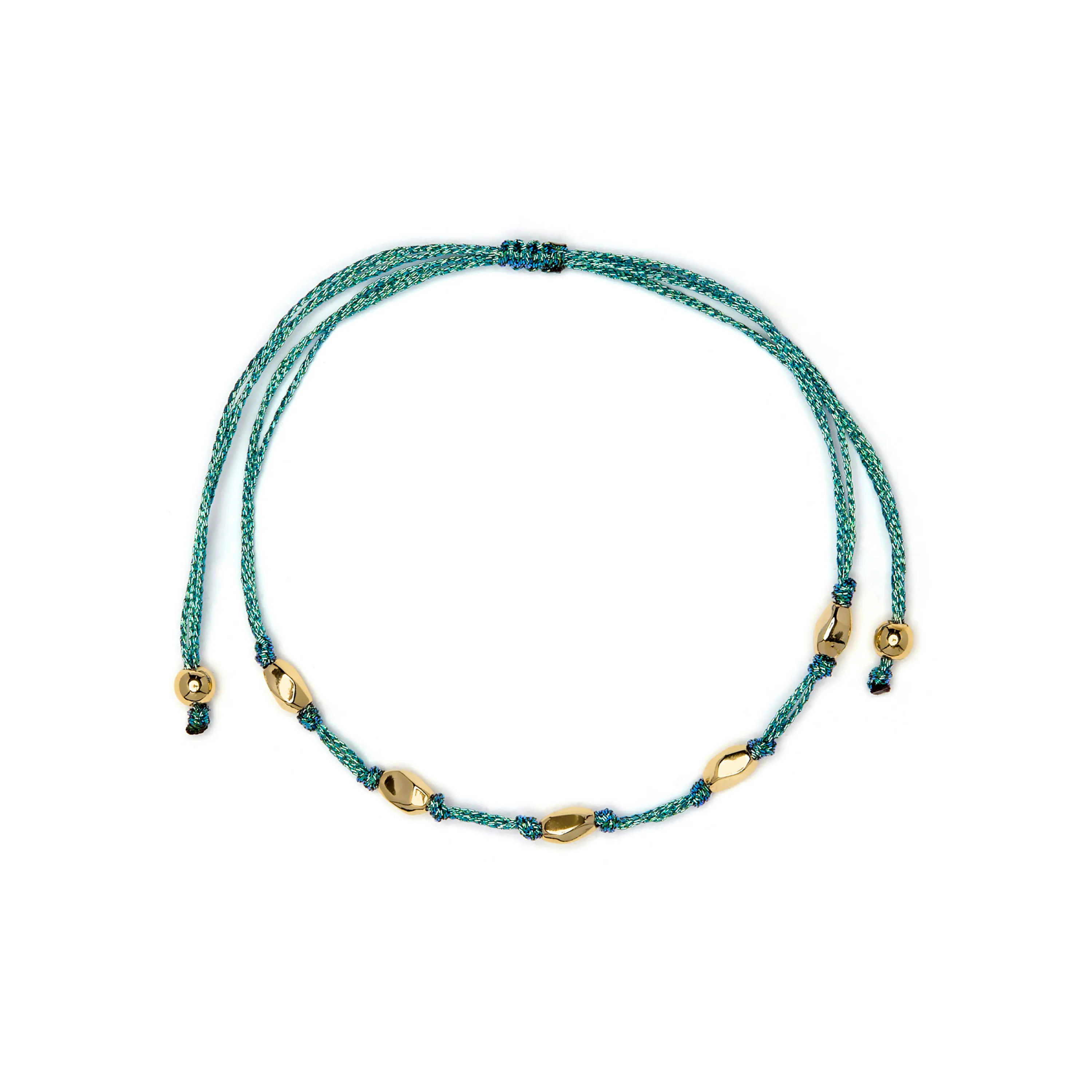 Pulsera de Algodon Verde acabado en oro amarillo 18k - Buawe - Image 3