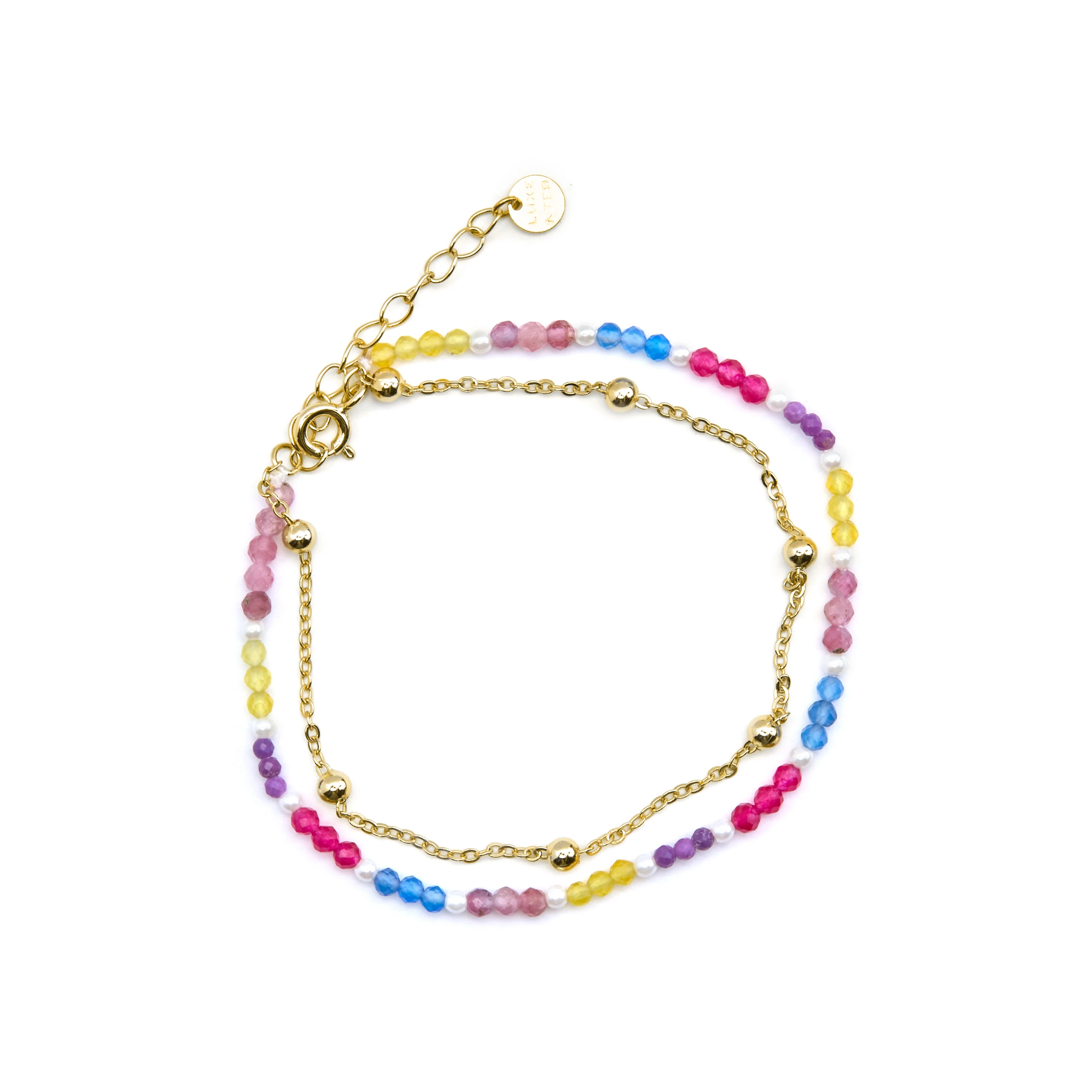 Pulsera de Plata de Ley 925 y Cristal Multicolor acabado oro 18k - Busde - Image 3
