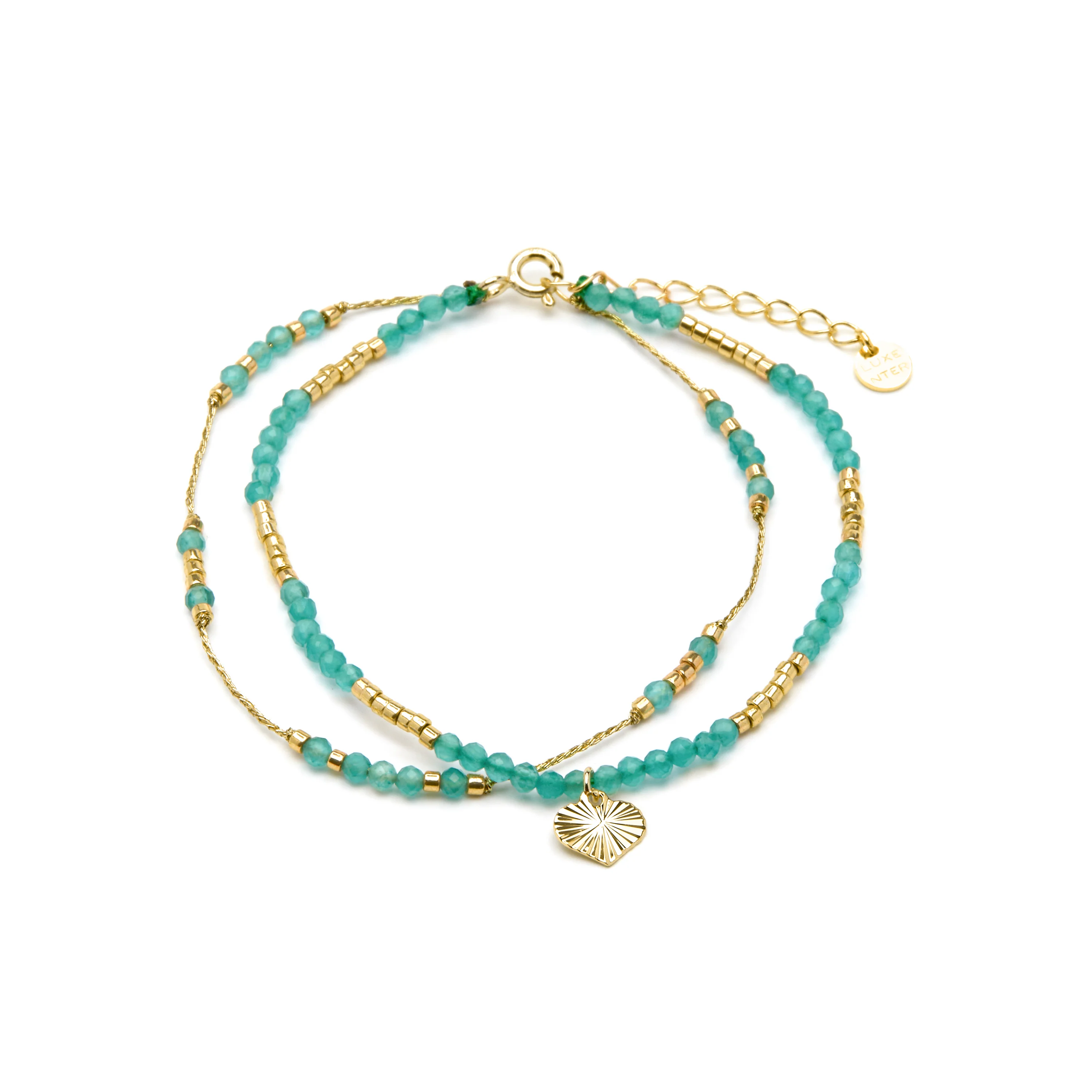 Pulsera de Plata de Ley 925 y Cristal Verde acabado oro amarillo de 18k - Talorce