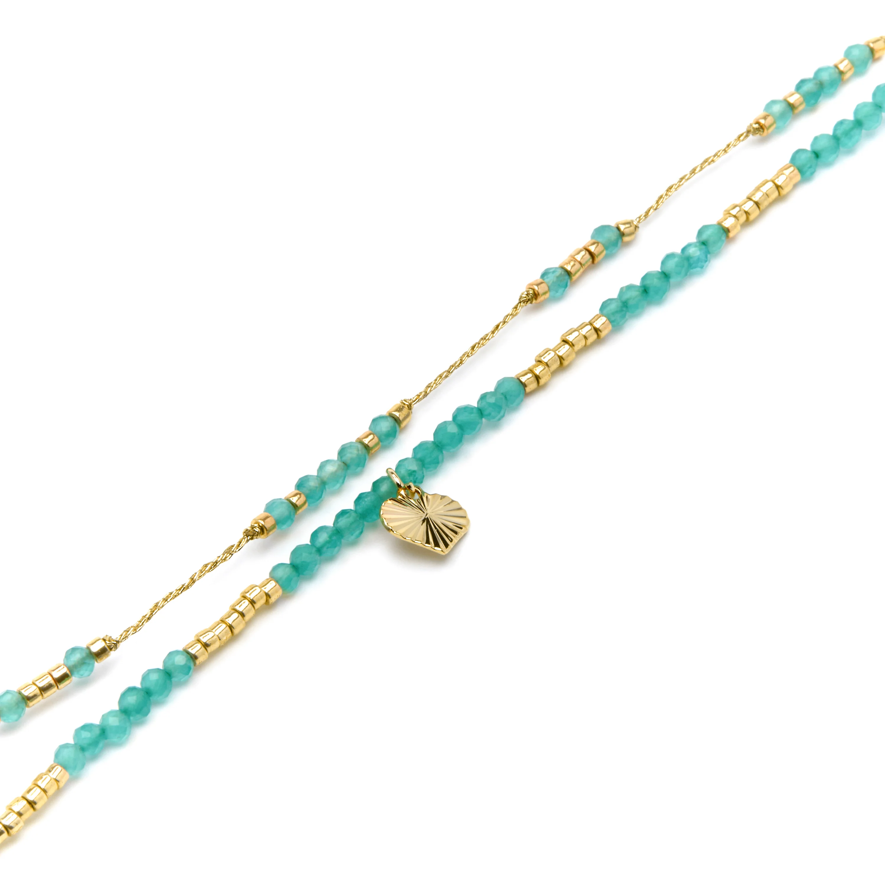Pulsera de Plata de Ley 925 y Cristal Verde acabado oro amarillo de 18k - Talorce - Image 3