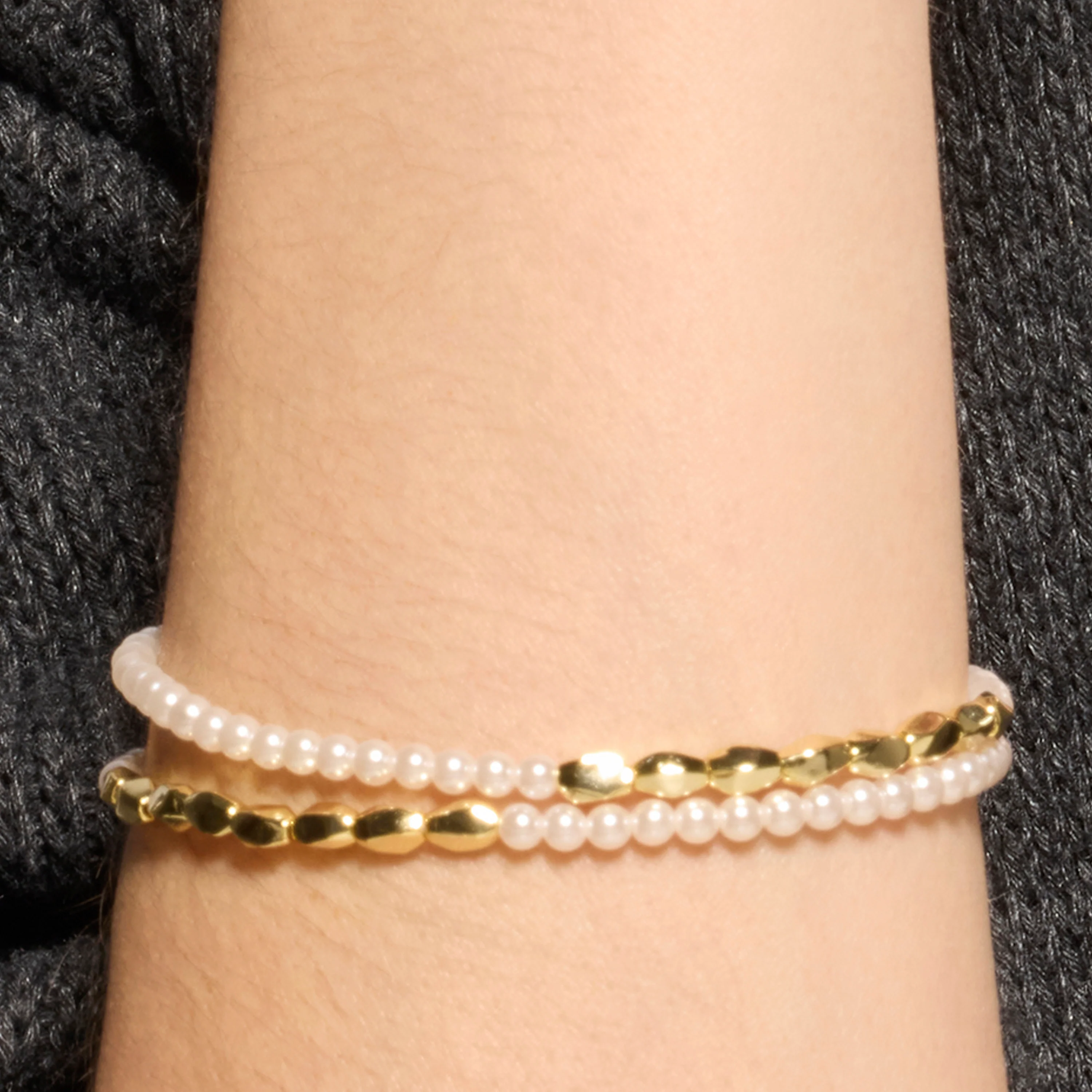 Pulsera de Plata de Ley 925 y Perla Blanca acabado oro amarillo de 18k - Carini - Image 3