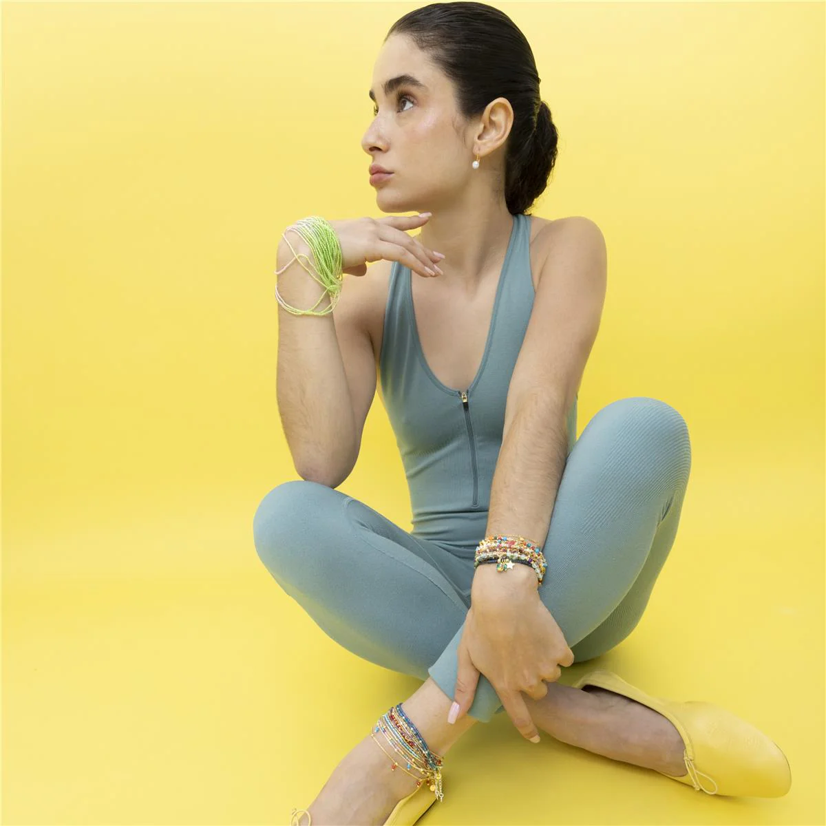 Pulsera Circle Plata, Oro Amarillo y Esmeralda Cz - Circle VERDE - Image 3