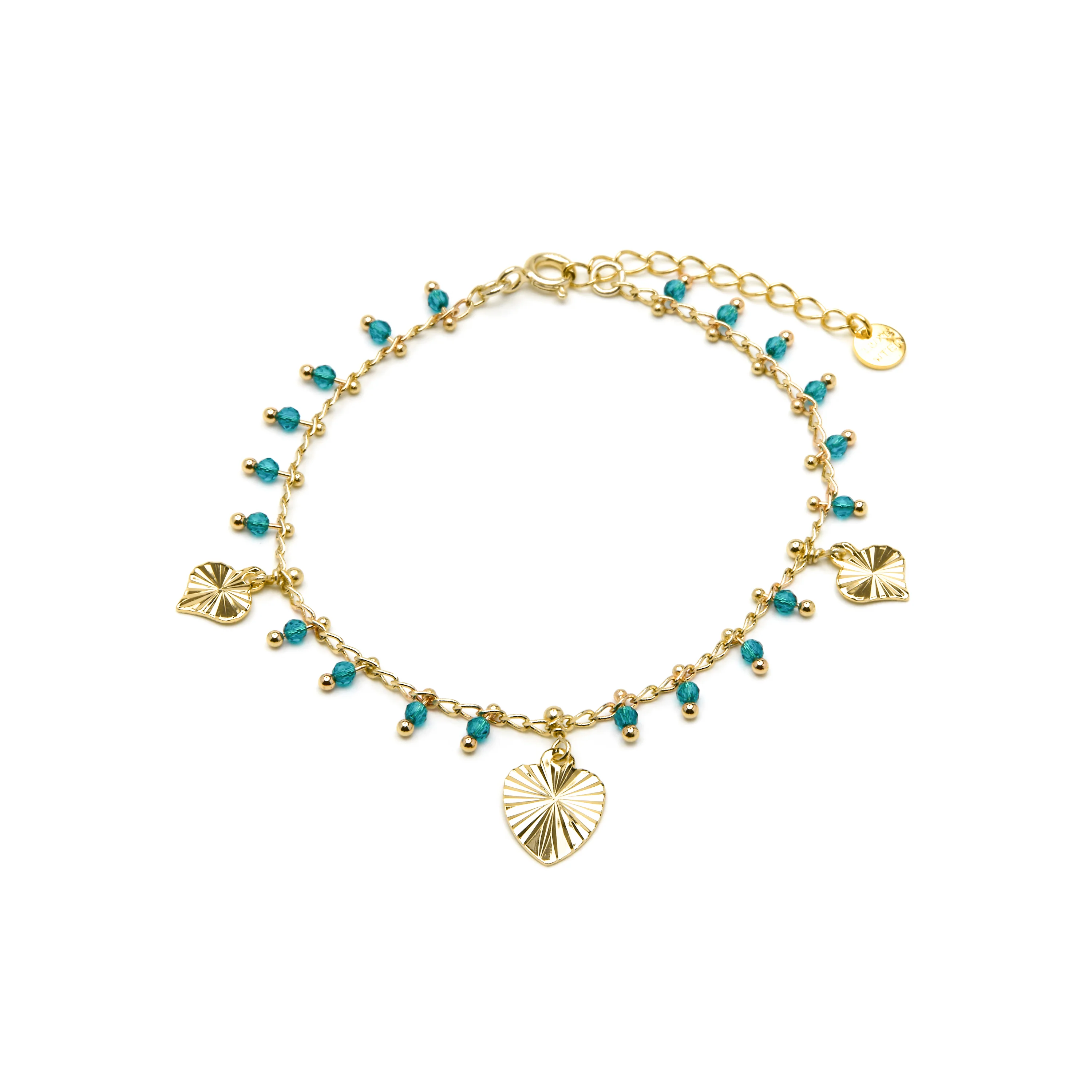 Pulsera de Plata de Ley 925 y Cristal Verde acabado oro amarillo de 18k - Dadrec - Image 3