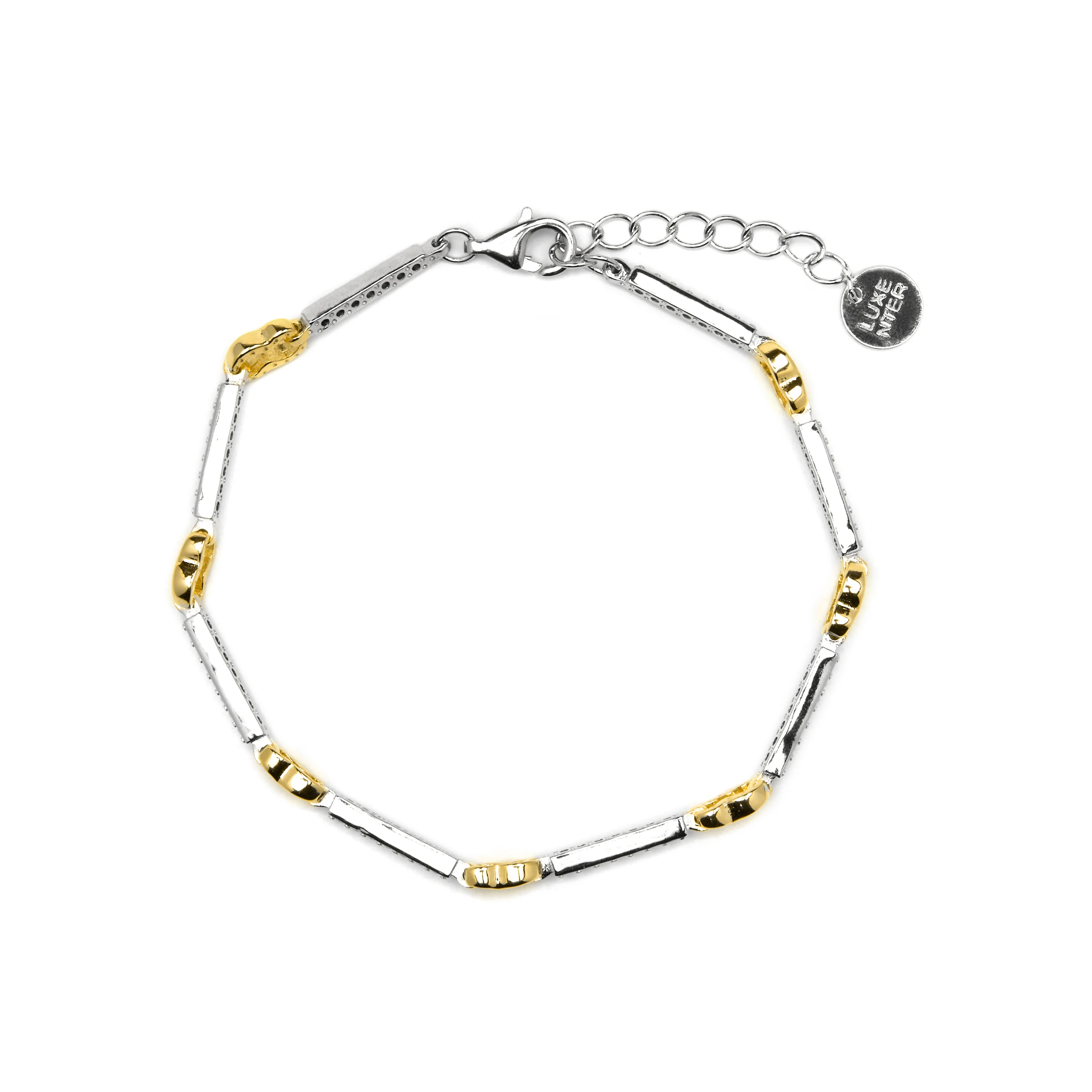 Pulsera de Plata de Ley 925 y Circonita Brillante acabado oro amarillo de 18k - Daraya - Image 3
