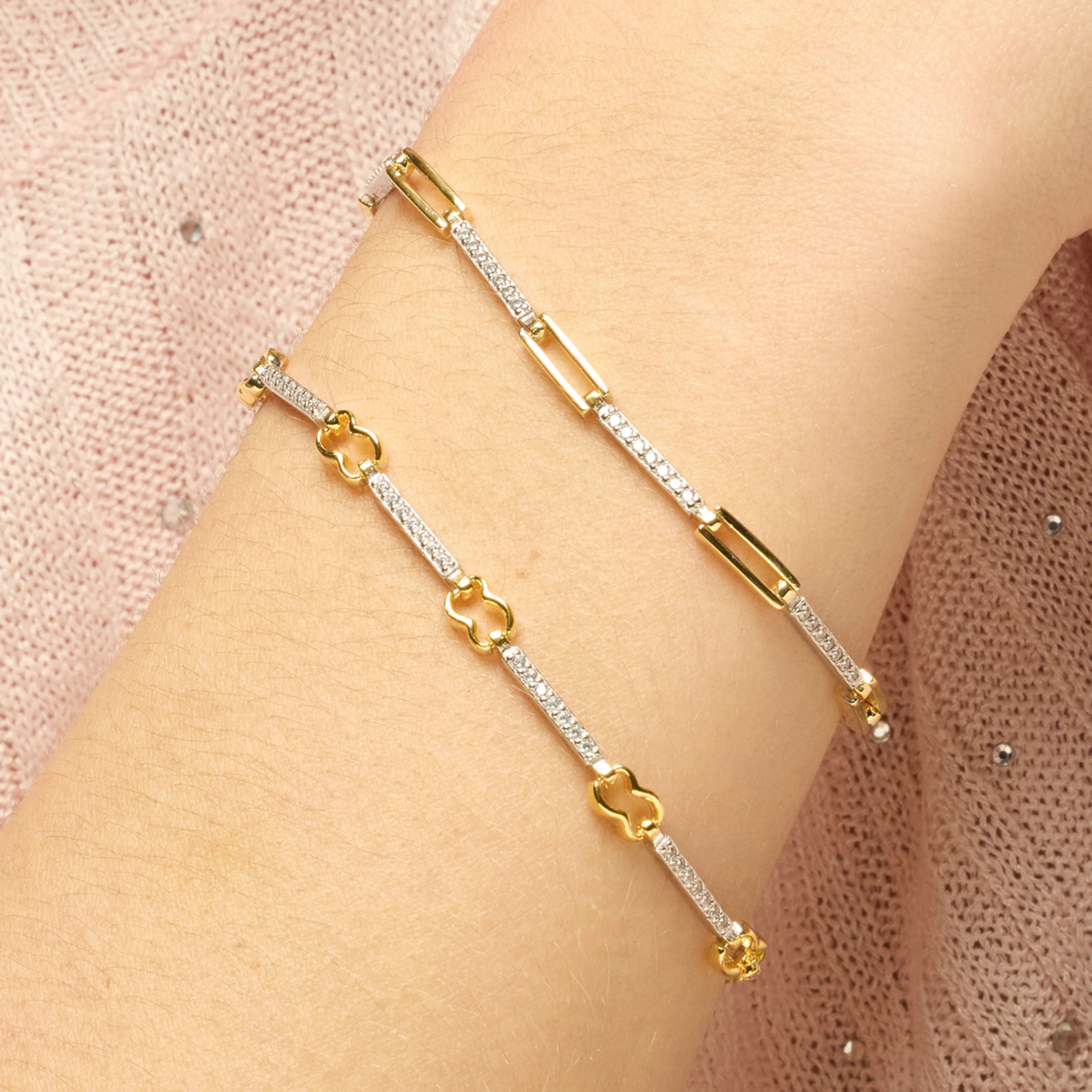 Pulsera de Plata de Ley 925 y Circonita Brillante acabado oro amarillo de 18k - Daraya - Image 4