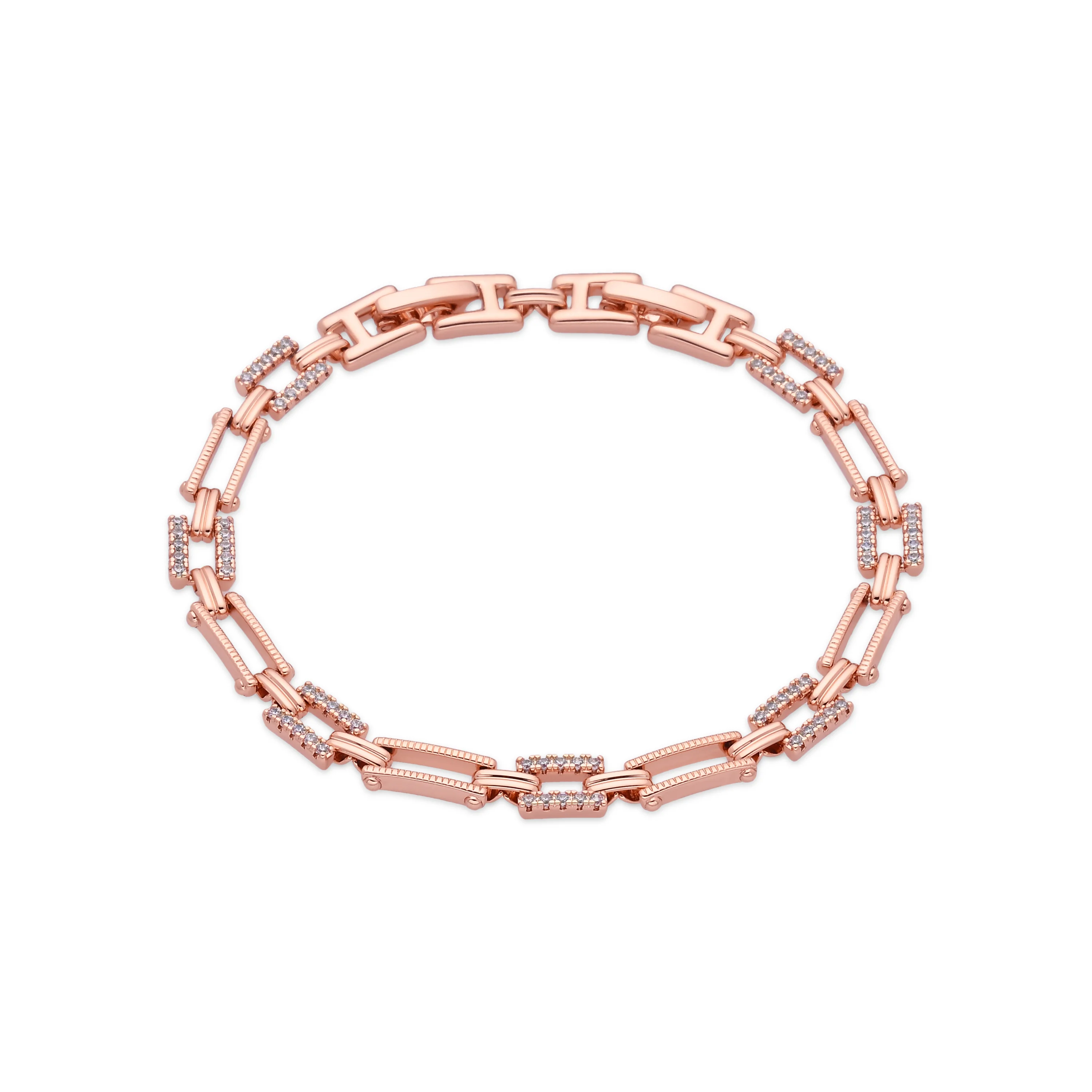Pulsera de Circonita Brillante acabado en oro rosa de 18k - Elki