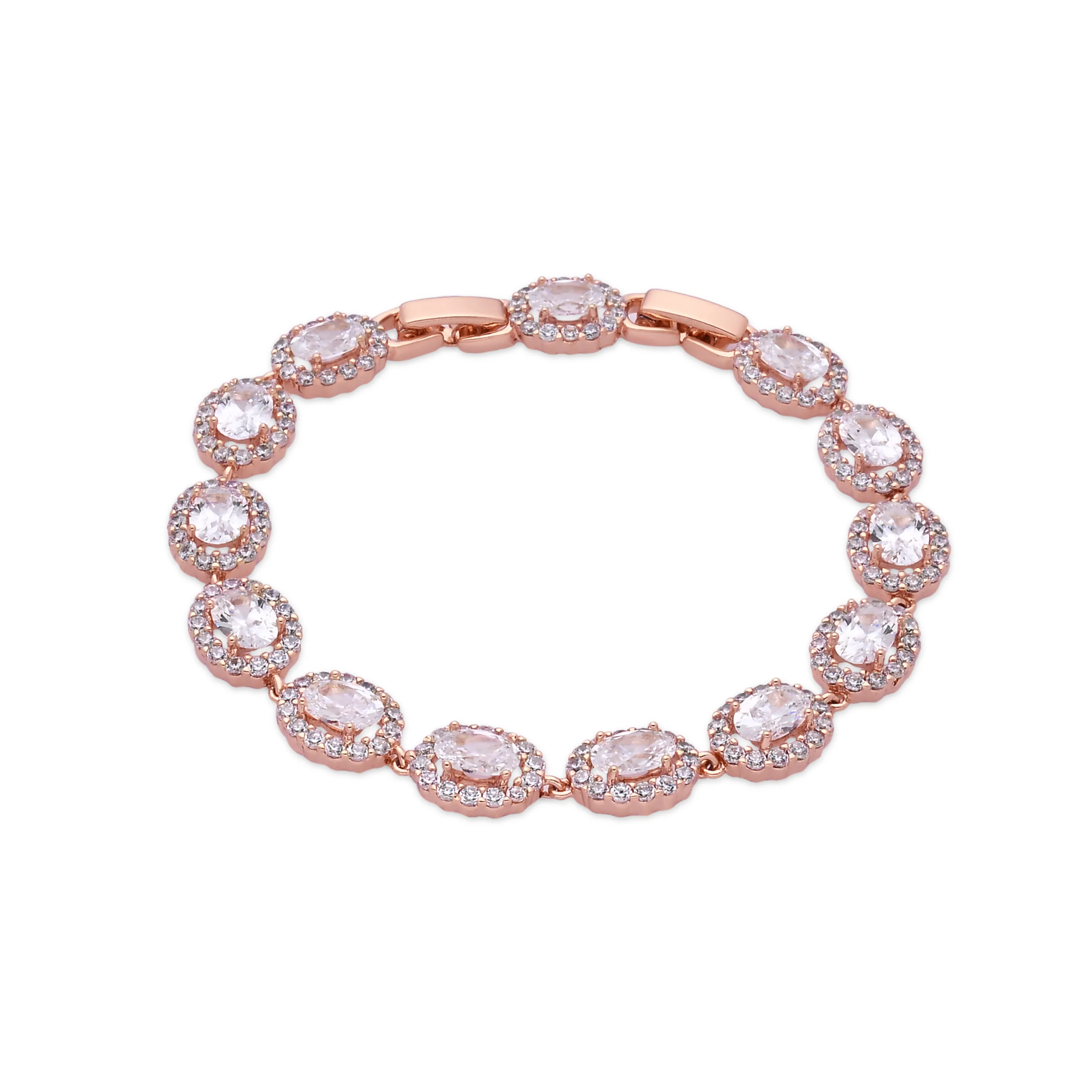 Pulsera de Circonita Brillante acabado en oro rosa de 18k - Zarane