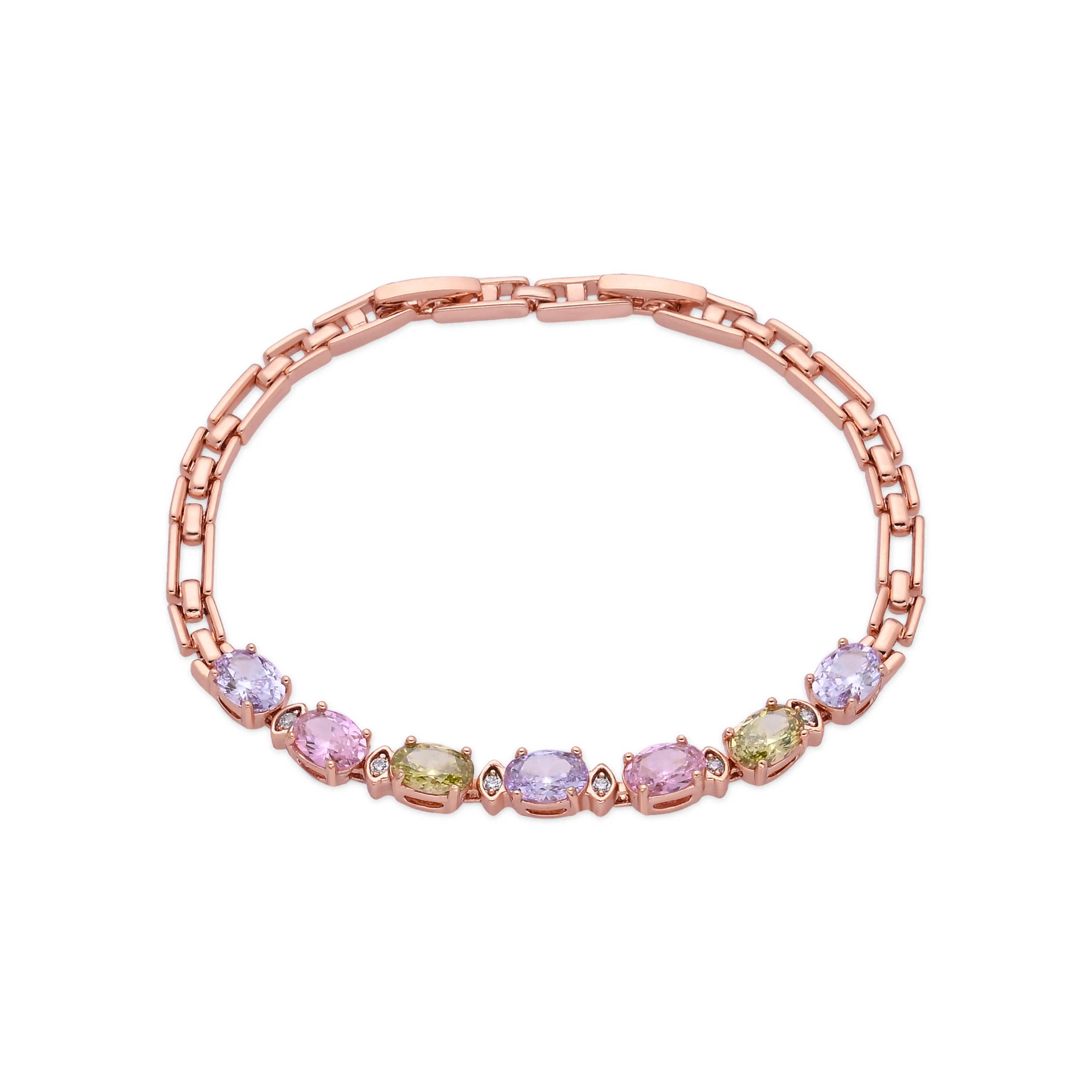 Pulsera de Circonita Multicolor acabado en oro rosa de 18k - Aimus