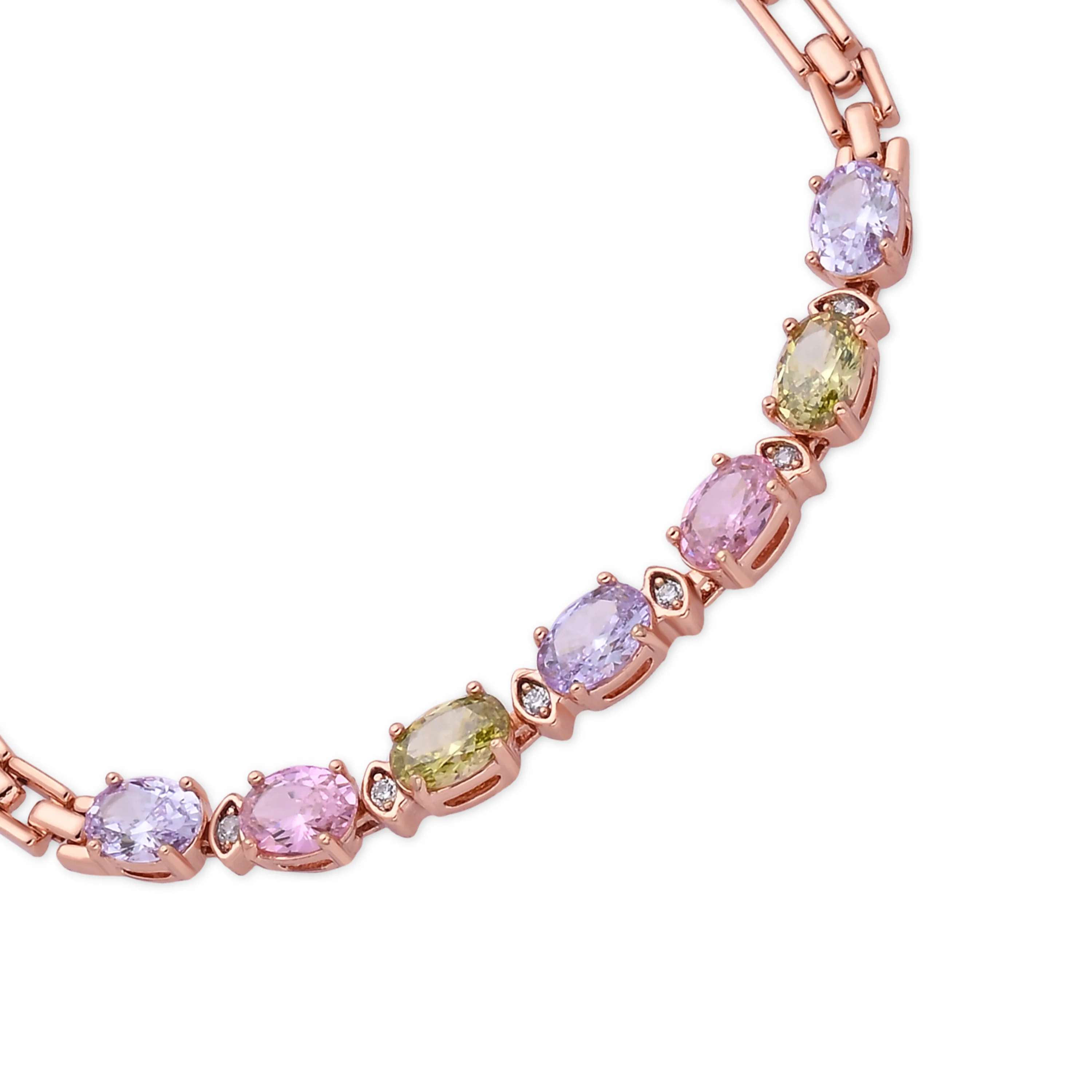 Pulsera de Circonita Multicolor acabado en oro rosa de 18k - Aimus - Image 7