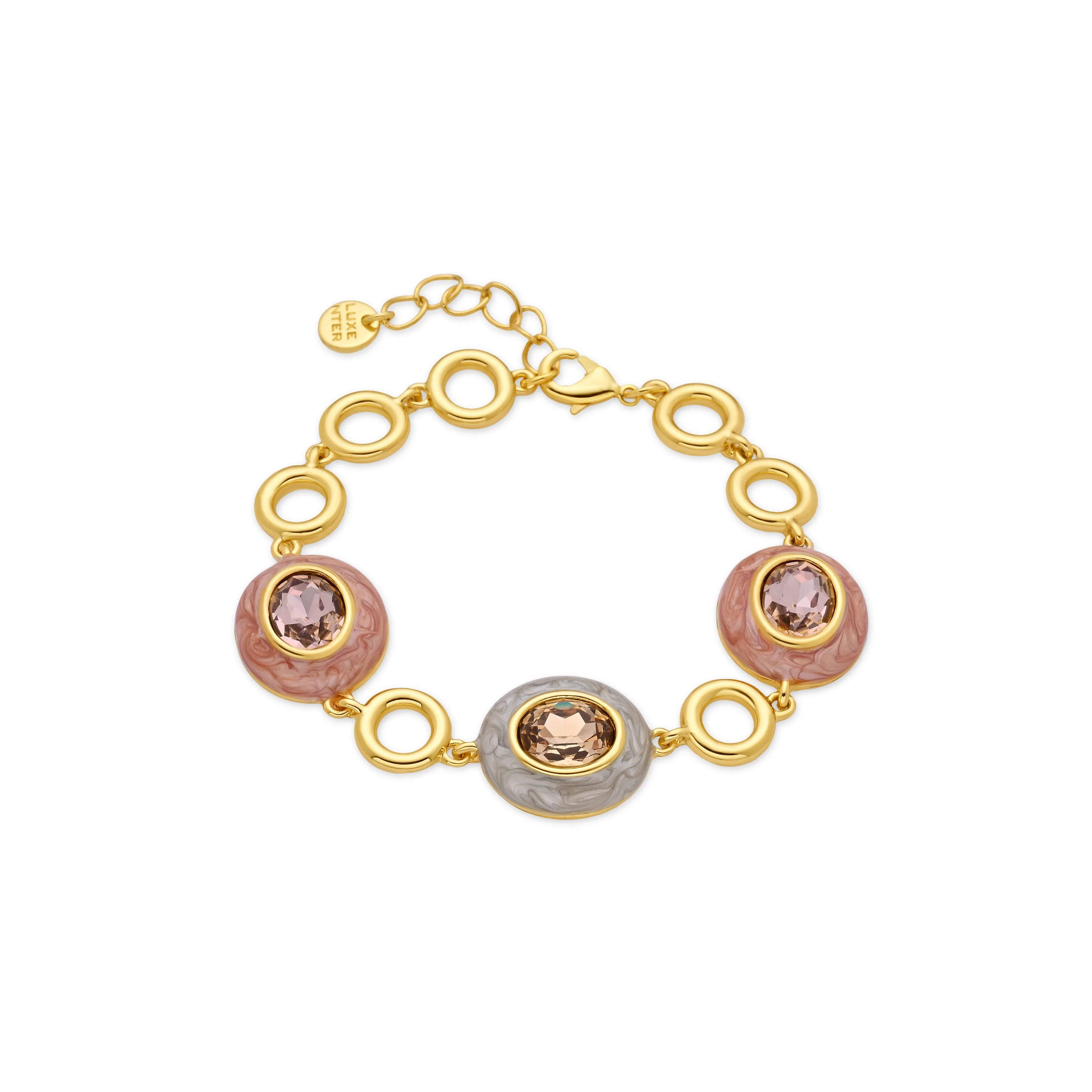 Pulsera de Cristal Marrón acabado en oro amarillo de 18k - Amarke