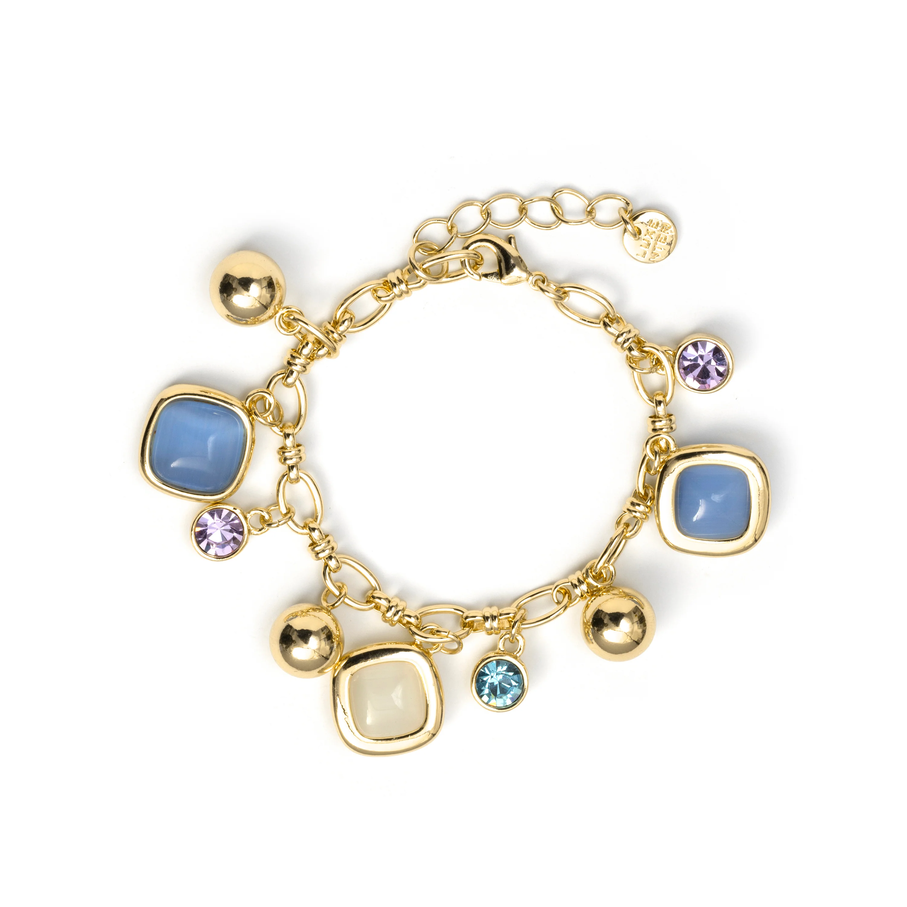 Pulsera de Ojo de Gato Azul acabado en oro amarillo de 18k - Mankao - Image 3