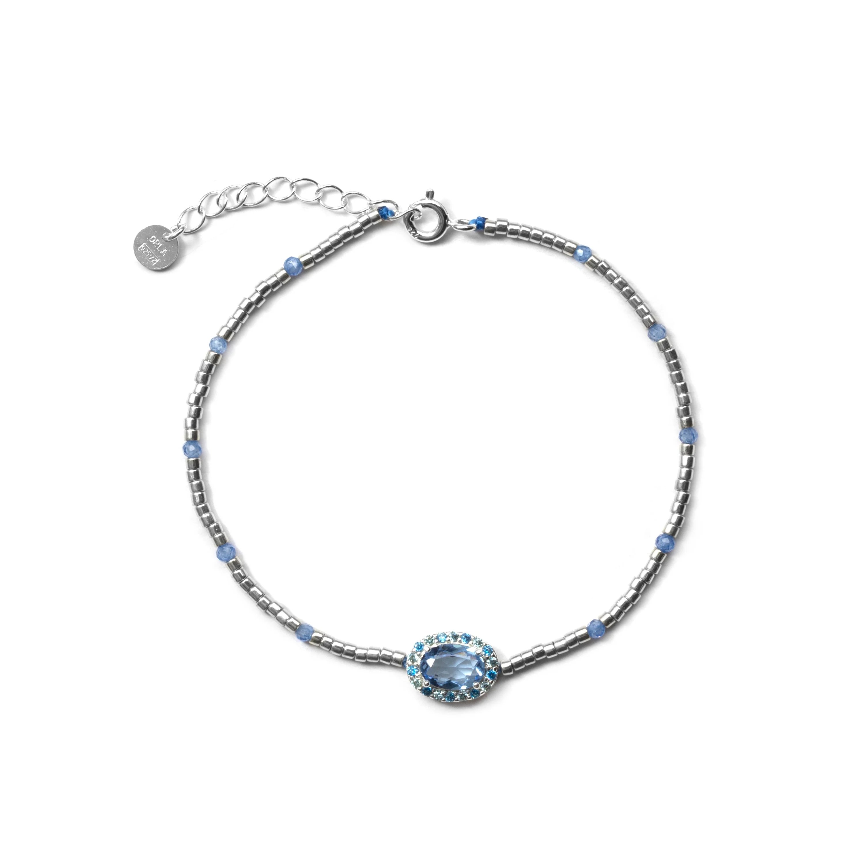 Pulsera de Plata de Ley 925 y Circonita Azul acabado en rodio - Simder - Image 3