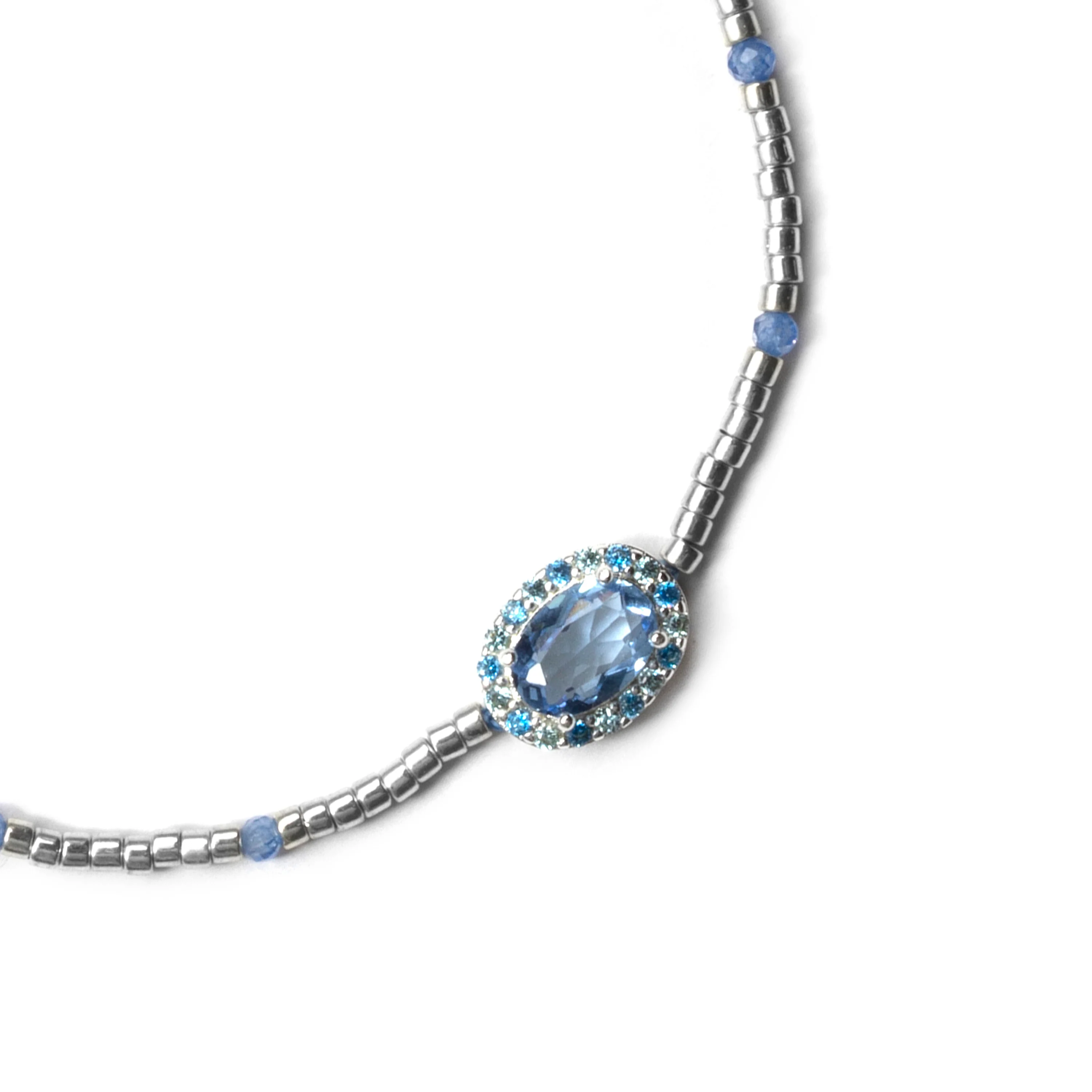Pulsera de Plata de Ley 925 y Circonita Azul acabado en rodio - Simder - Image 5