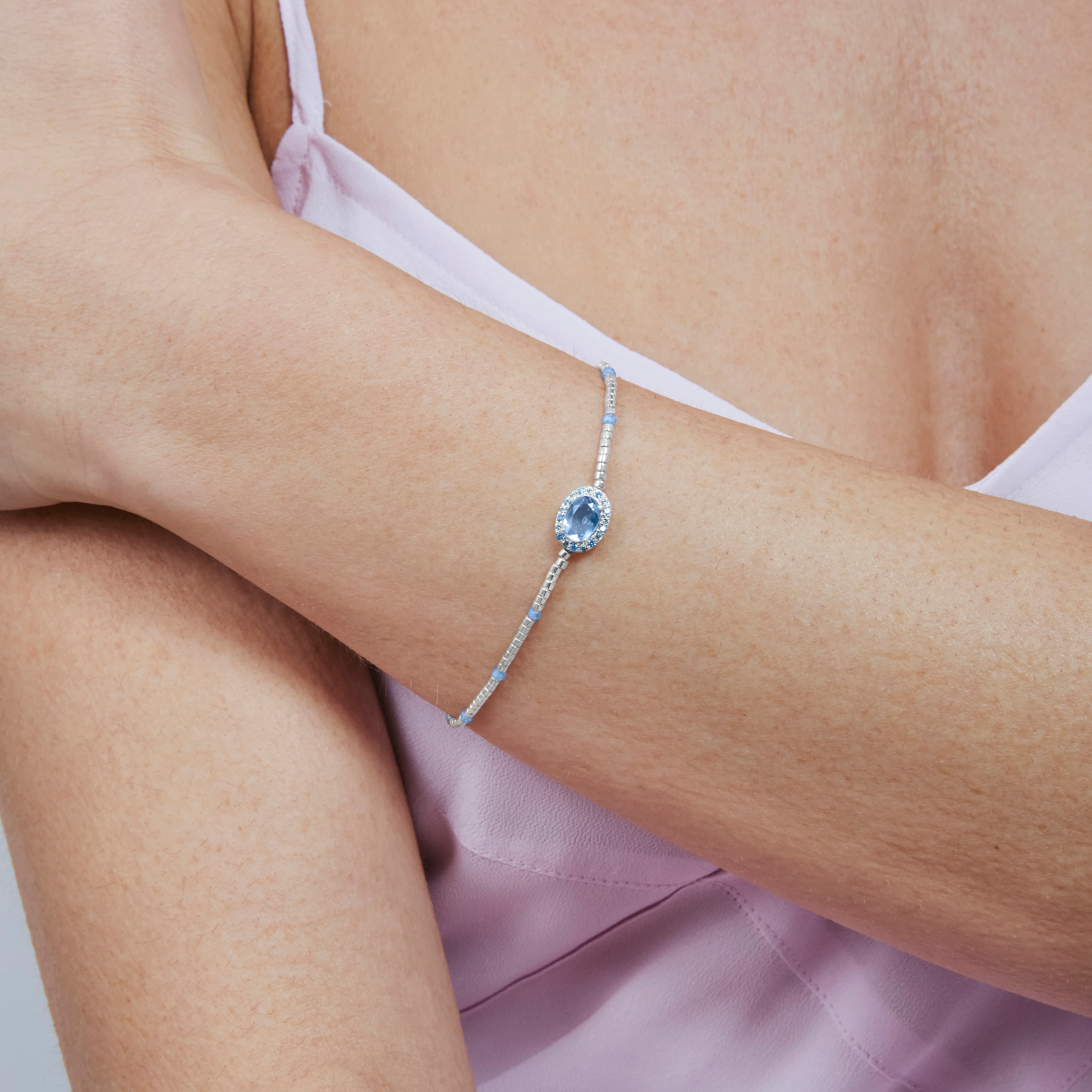 Pulsera de Plata de Ley 925 y Circonita Azul acabado en rodio - Simder - Image 6