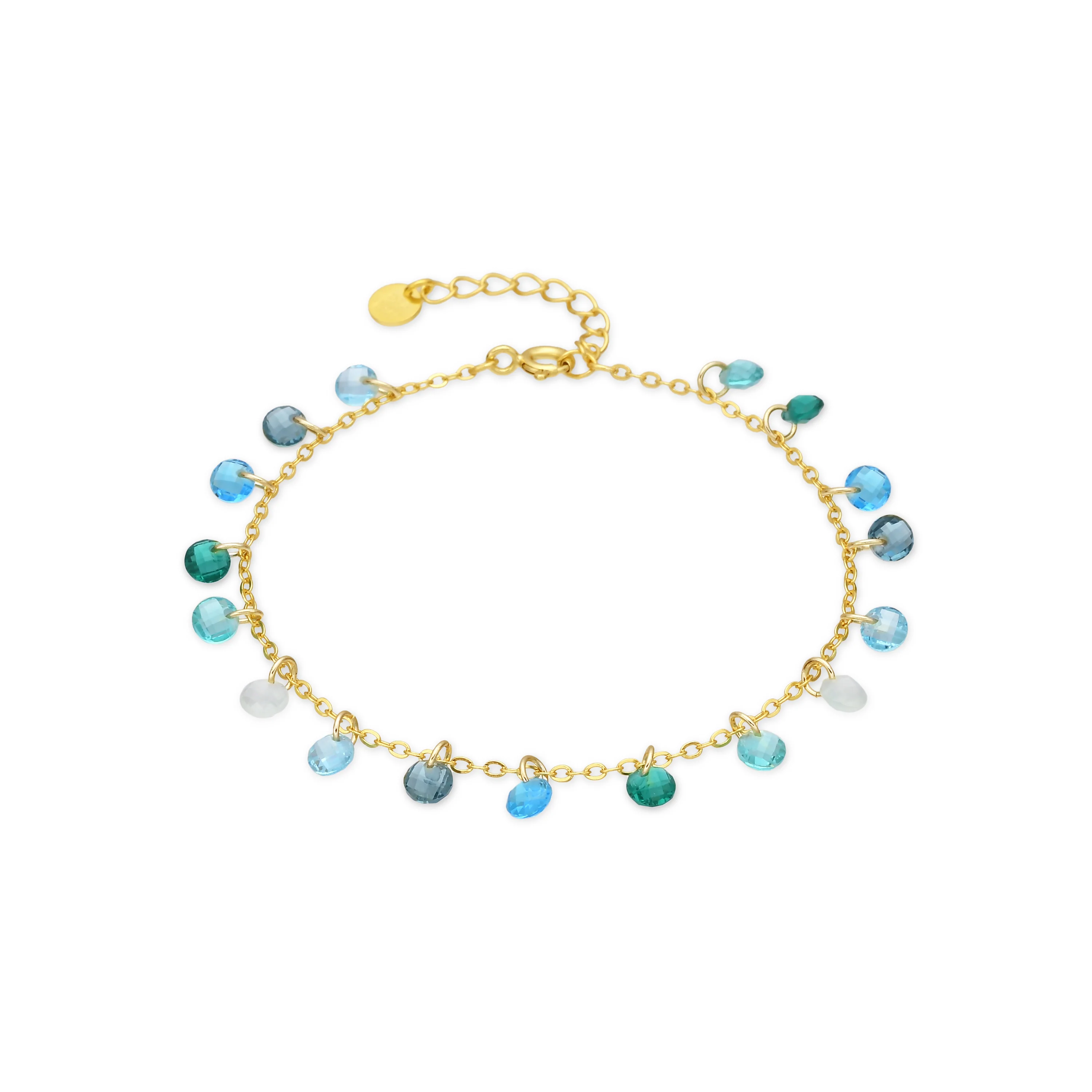 Pulsera de Plata de Ley 925 y Circonita Multicolor acabado en oro amarillo de 18k - Dorala