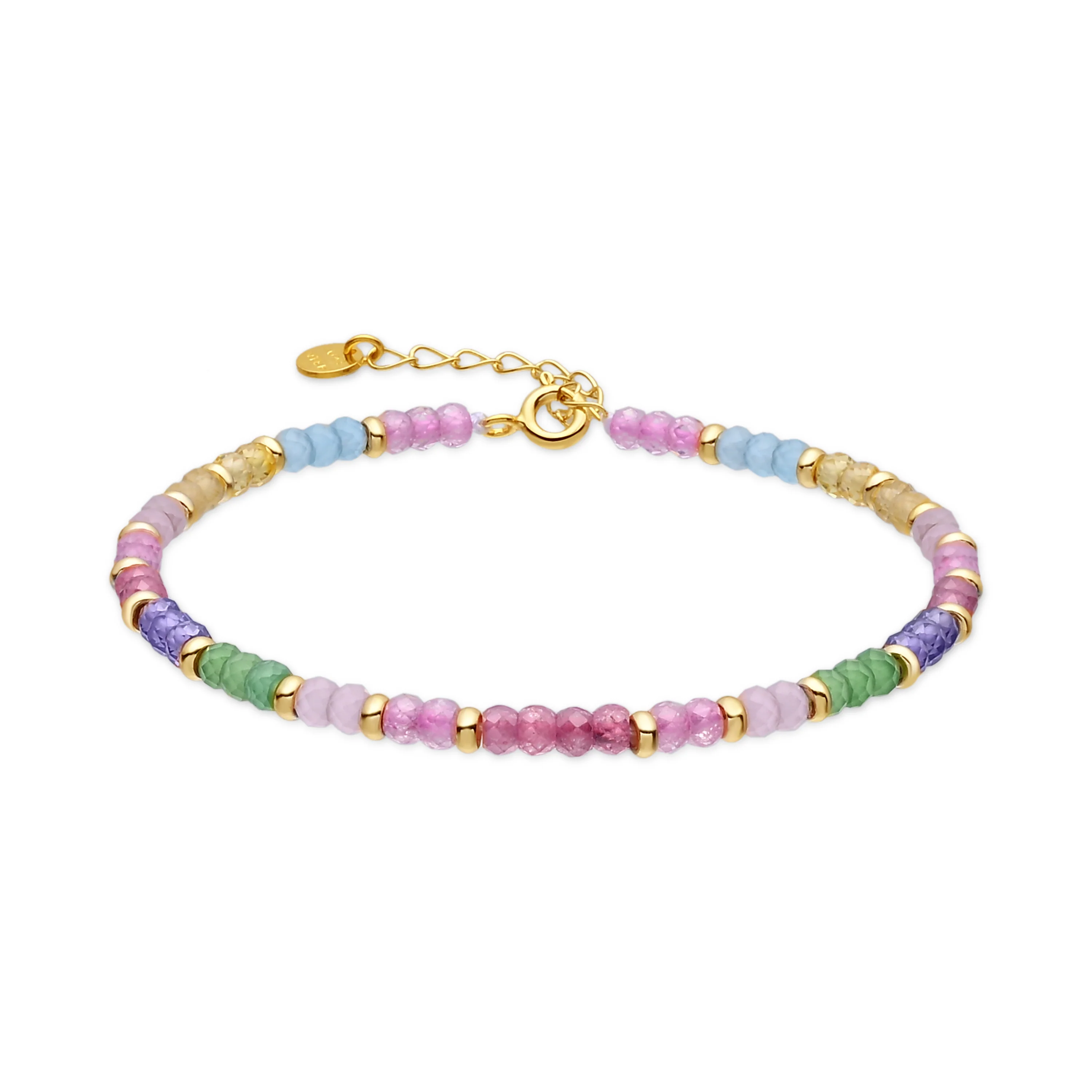 Pulsera de Plata de Ley 925 y Circonita Multicolor acabado en oro amarillo de 18k - Zograx