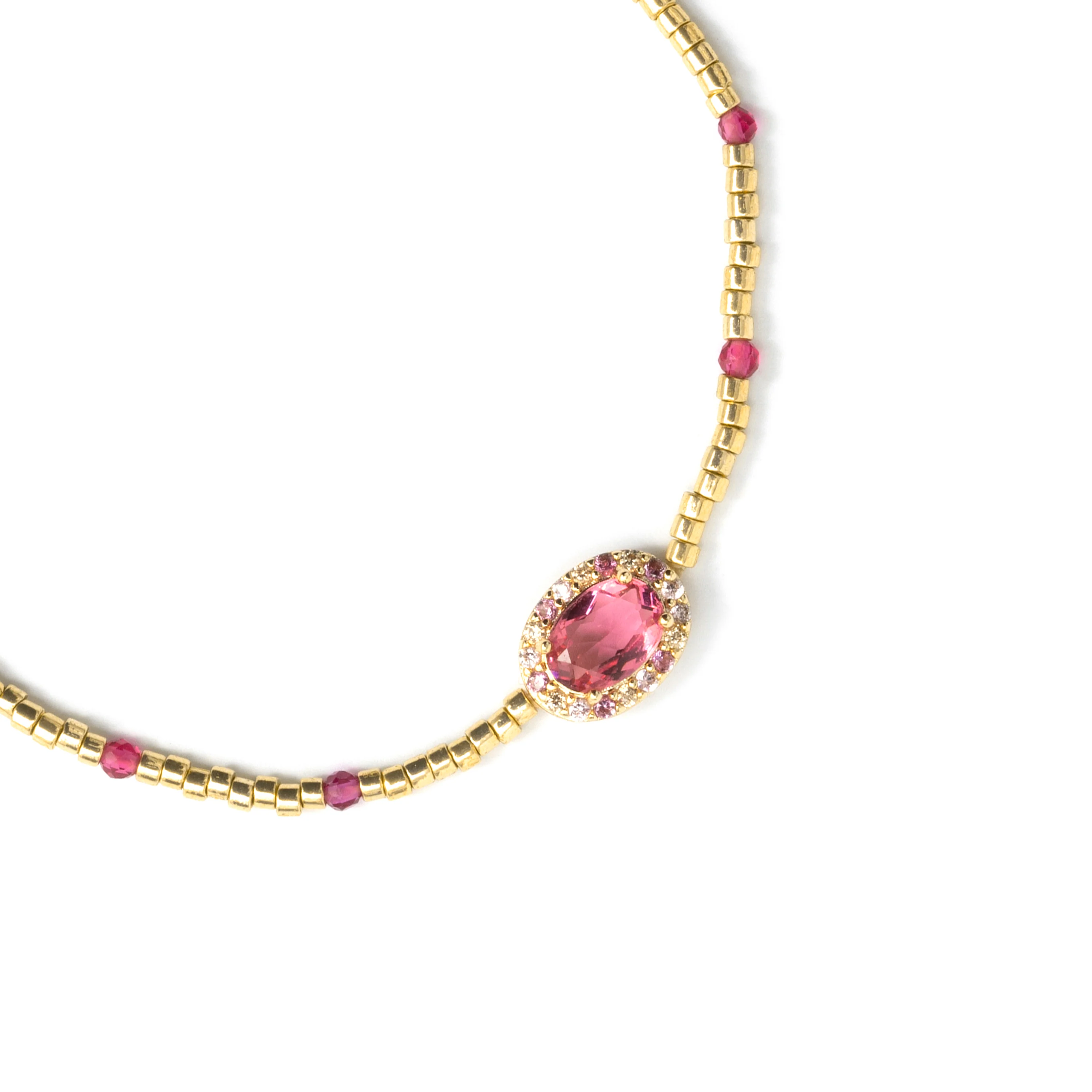 Pulsera de Plata de Ley 925 y Circonita Rosa acabado en oro amarillo de 18k - Simder - Image 5