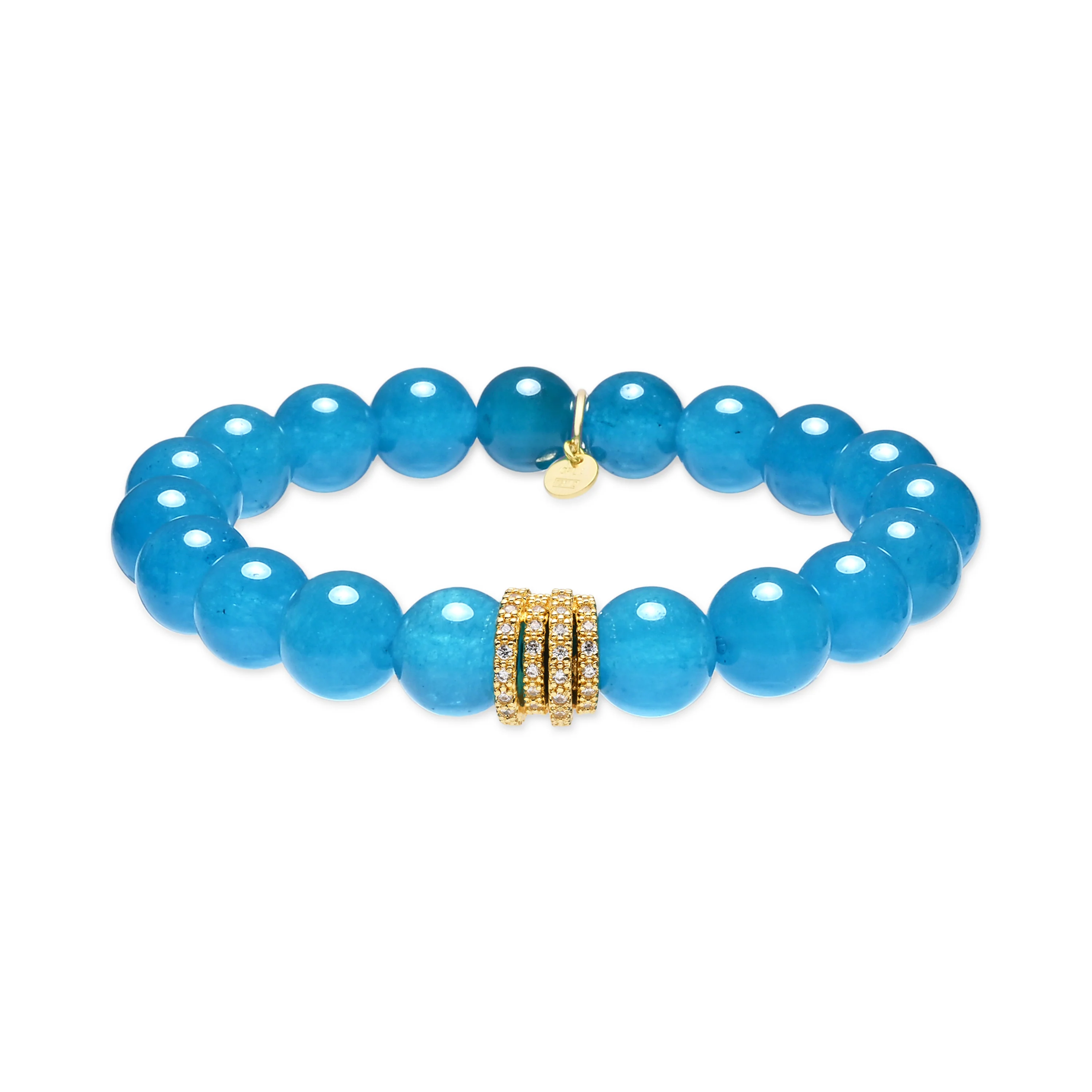 Pulsera de Plata de Ley 925 y Cristal Azul acabado en oro amarillo de 18k - Tekin