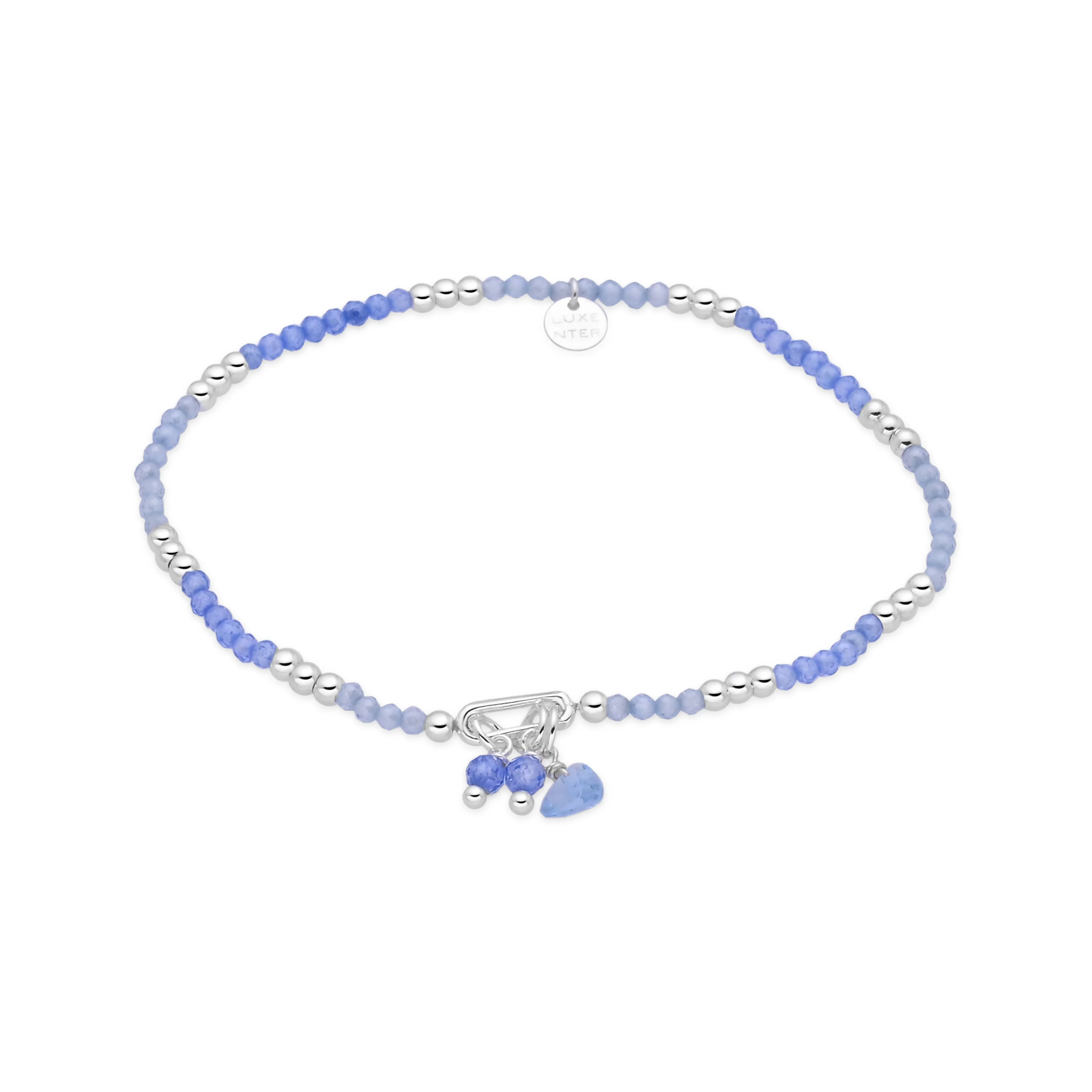 Pulsera de Plata de Ley 925 y Cristal Azul acabado en rodio - Ilkan