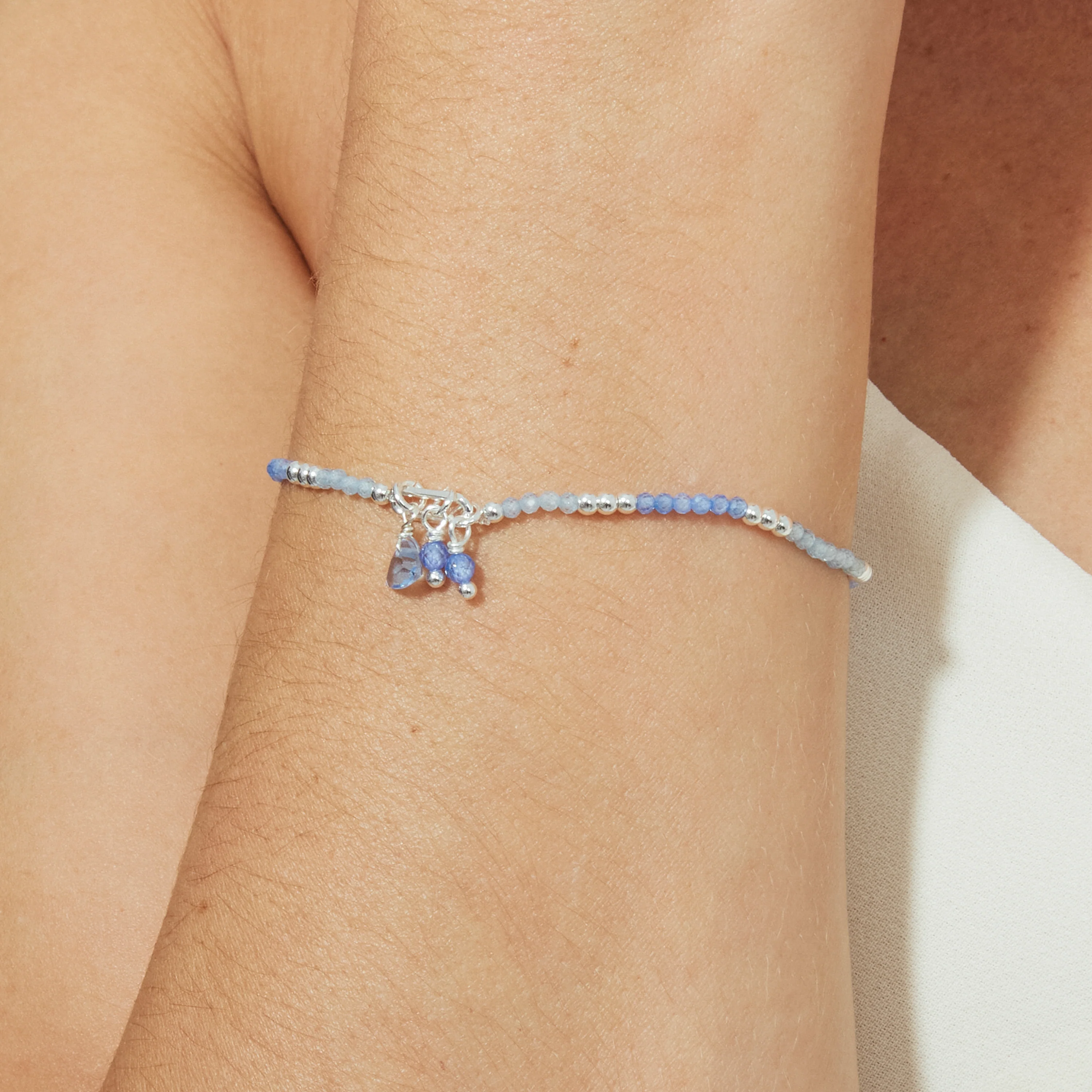 Pulsera de Plata de Ley 925 y Cristal Azul acabado en rodio - Ilkan - Image 5