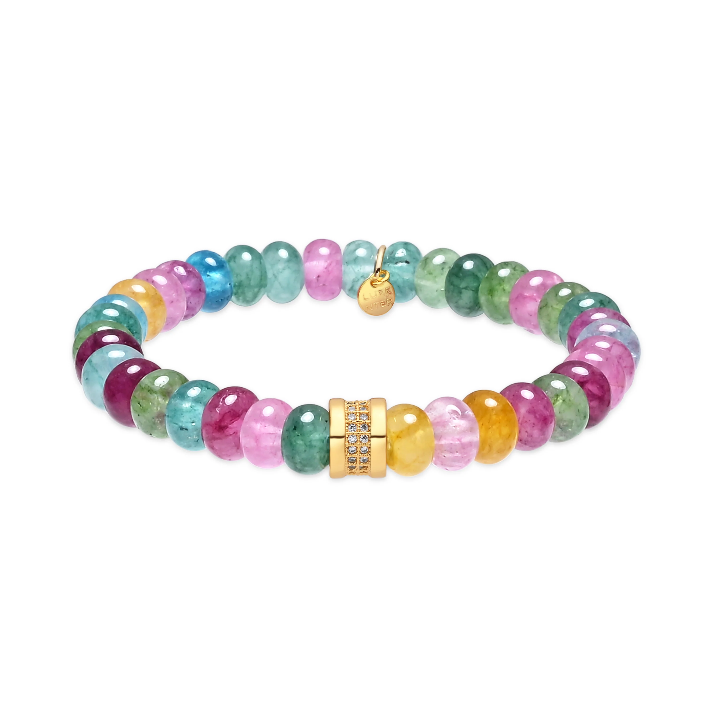 Pulsera de Plata de Ley 925 y Cristal Multicolor acabado en oro amarillo de 18k - Omke