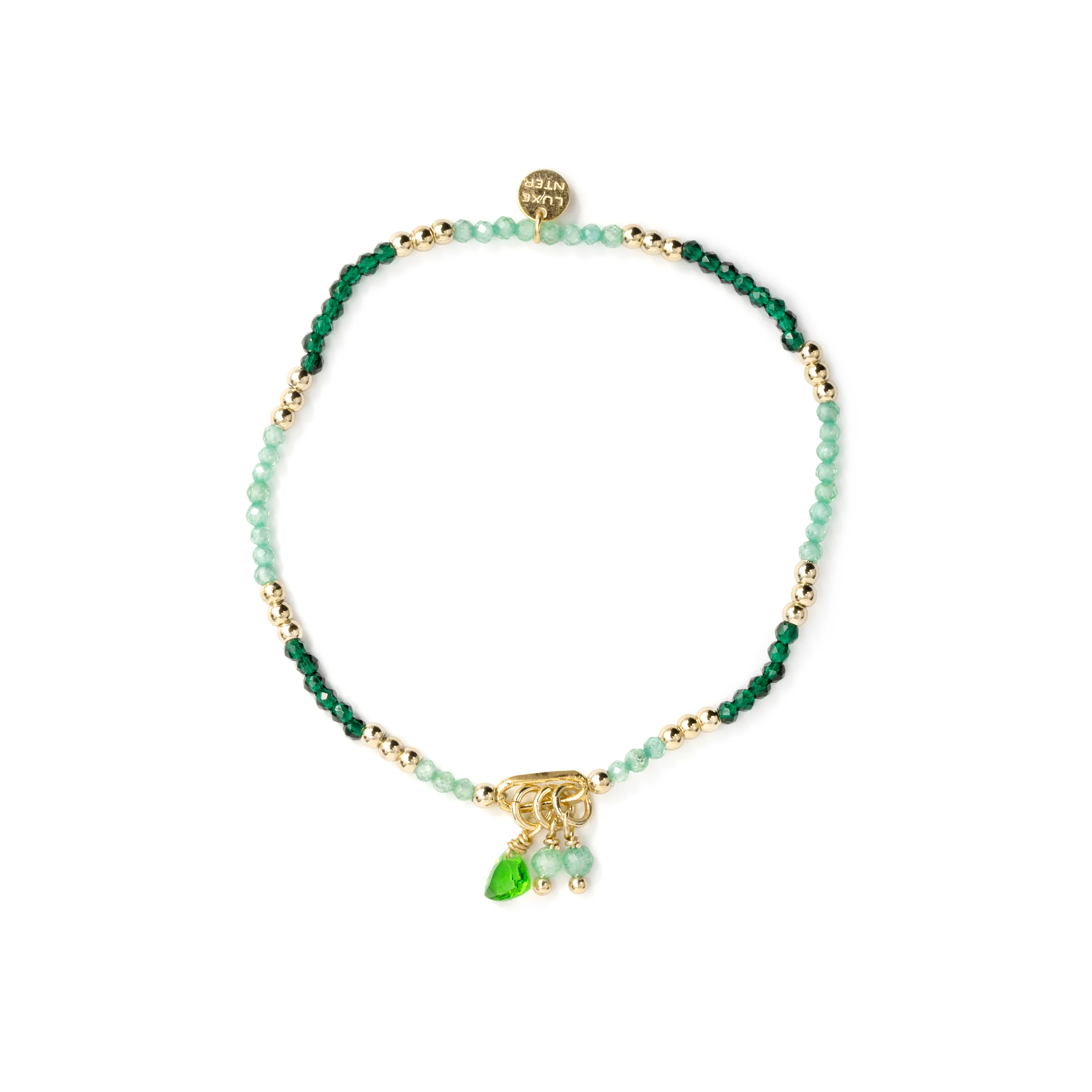 Pulsera de Plata de Ley 925 y Cristal Verde acabado en oro amarillo de 18k - Ilkan - Image 3