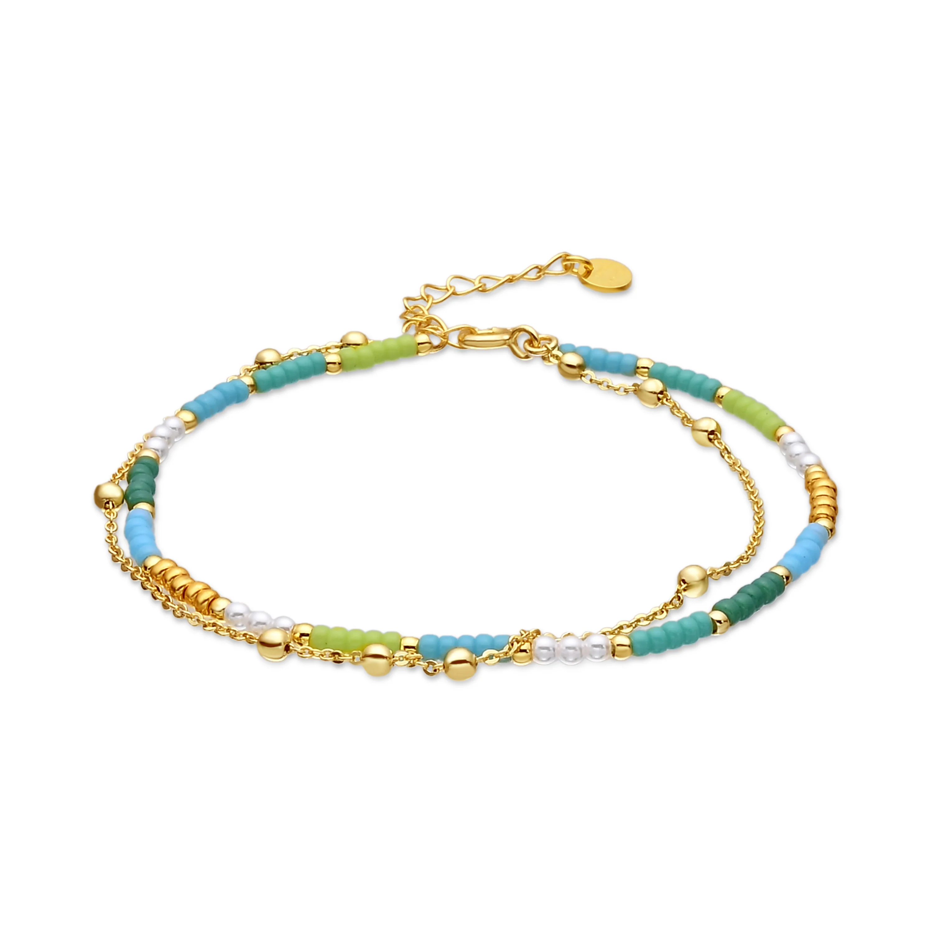 Pulsera de Plata de Ley 925 y Cristal Verde acabado en oro amarillo de 18k - Likil