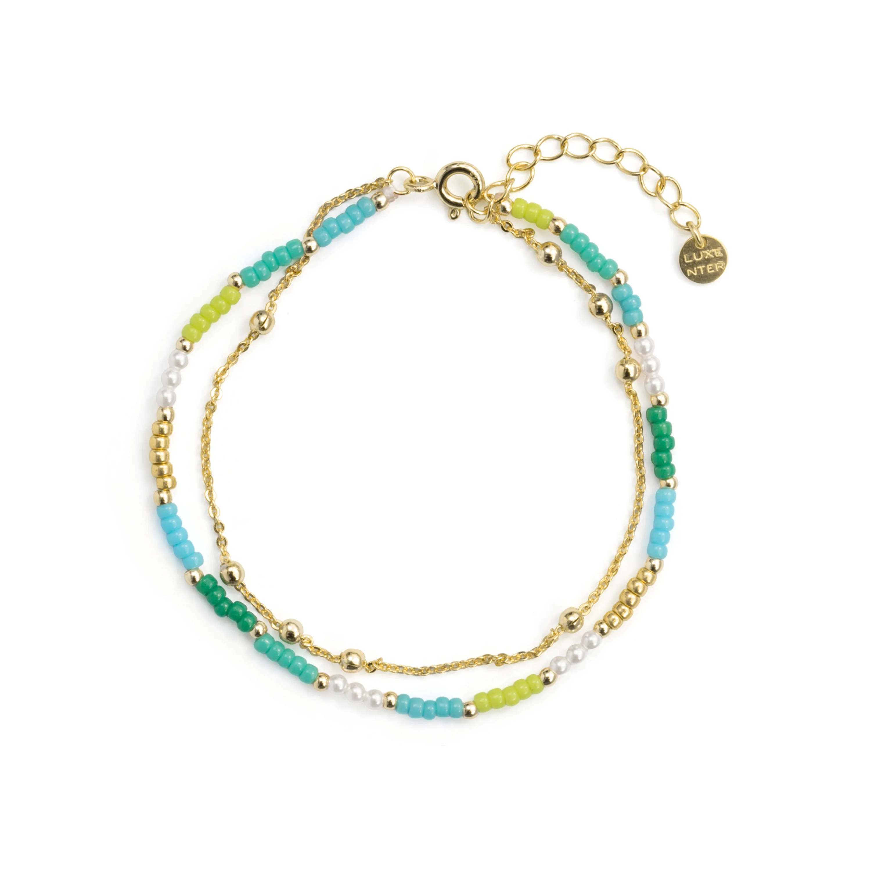 Pulsera de Plata de Ley 925 y Cristal Verde acabado en oro amarillo de 18k - Likil - Image 3