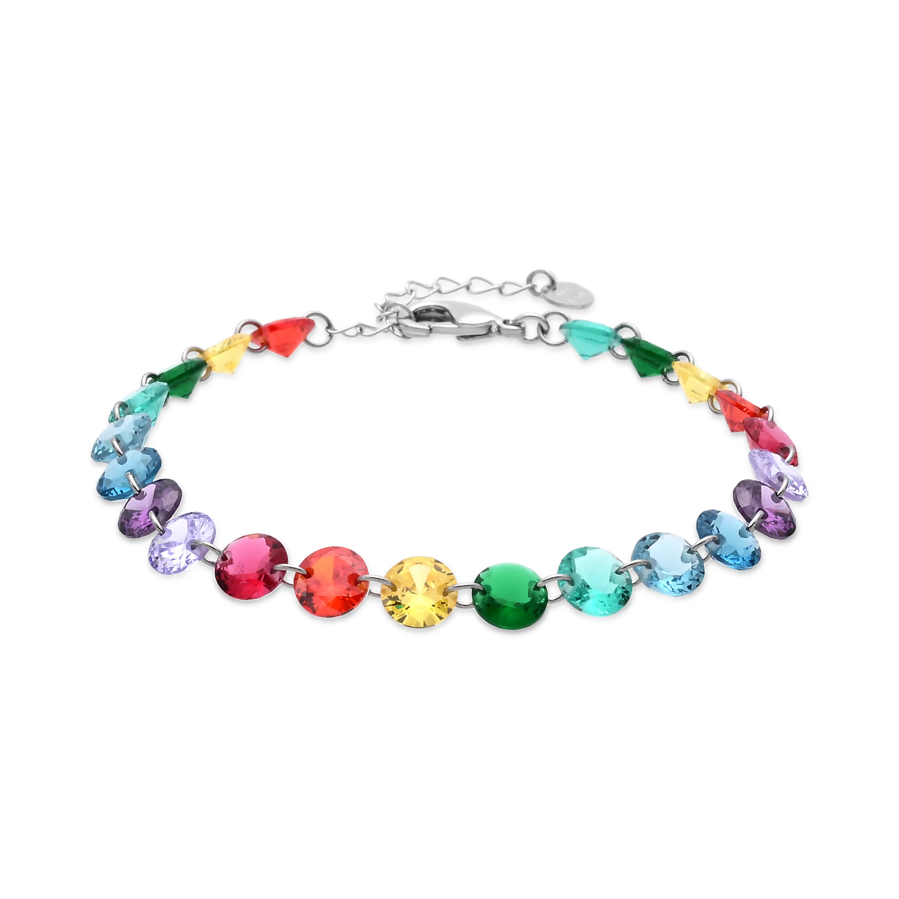 Pulsera de Plata de Ley 925 y Cuarzo Hidrotermal Multicolor acabado en rodio - Rasyes