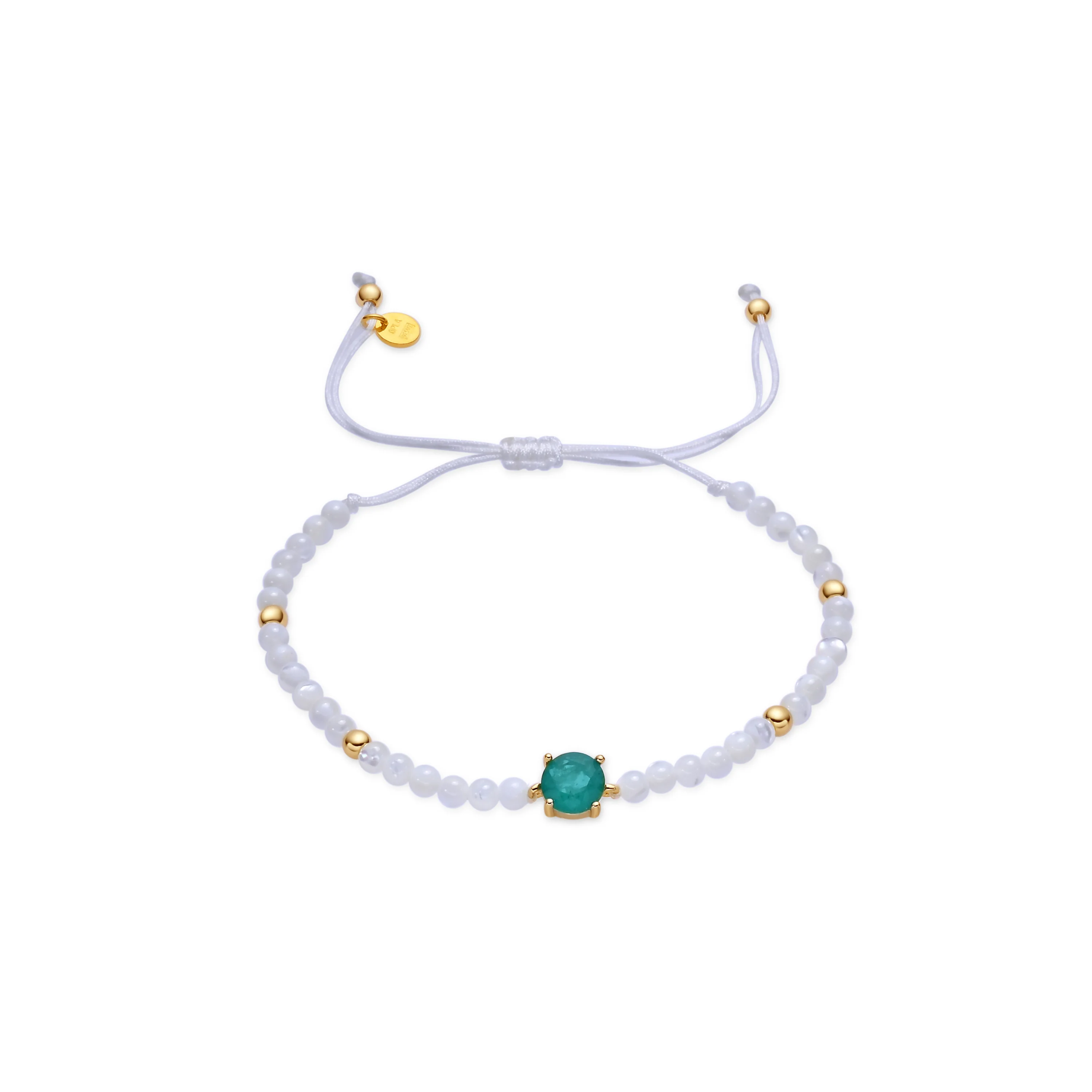 Pulsera de Cuarzo Hidrotermal Verde Paraiba acabado en oro amarillo de 18k - Neori
