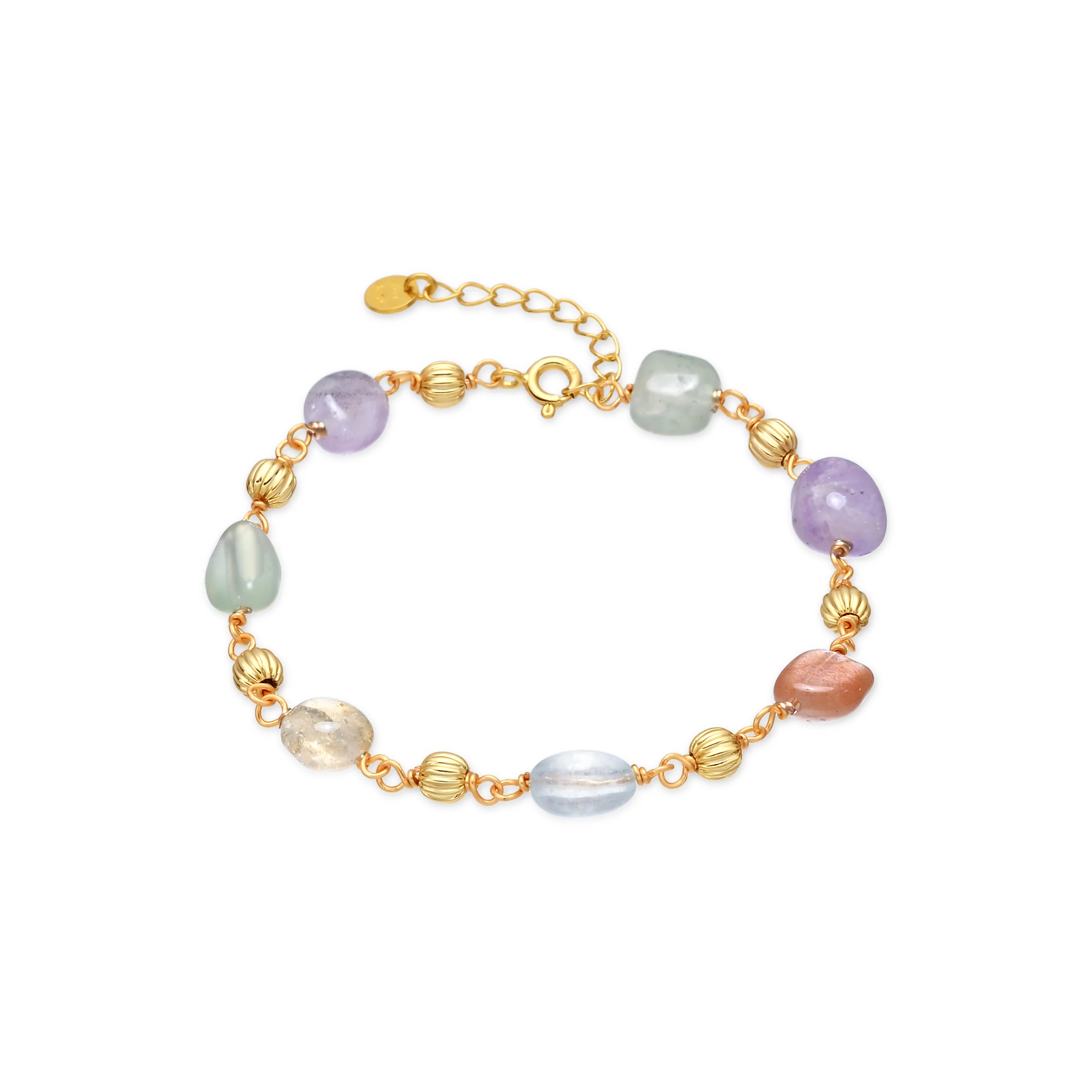 Pulsera de Plata de Ley 925 y Multicolor Piedra Natural acabado en oro amarillo de 18k - Sariel