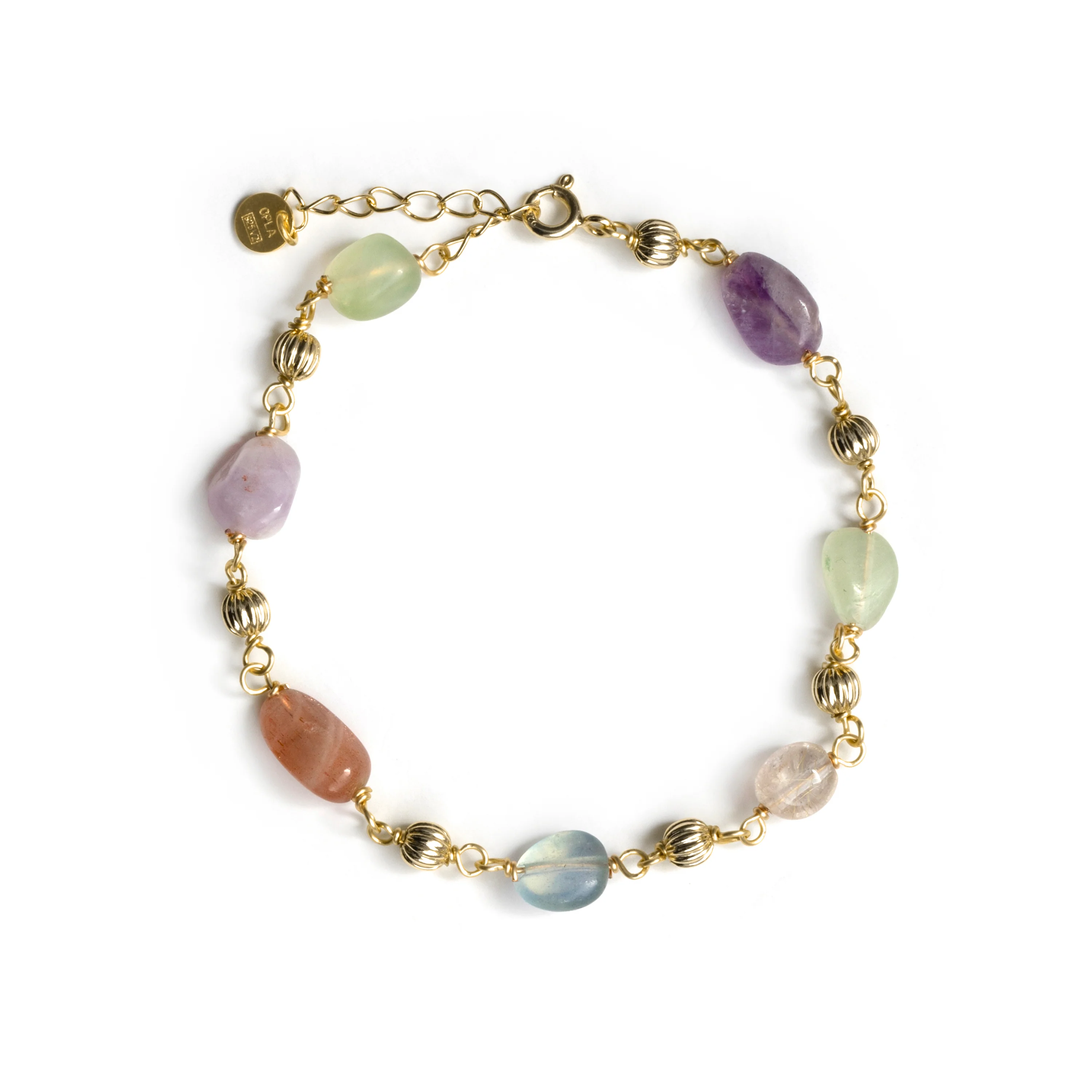 Pulsera de Plata de Ley 925 y Multicolor Piedra Natural acabado en oro amarillo de 18k - Sariel - Image 3