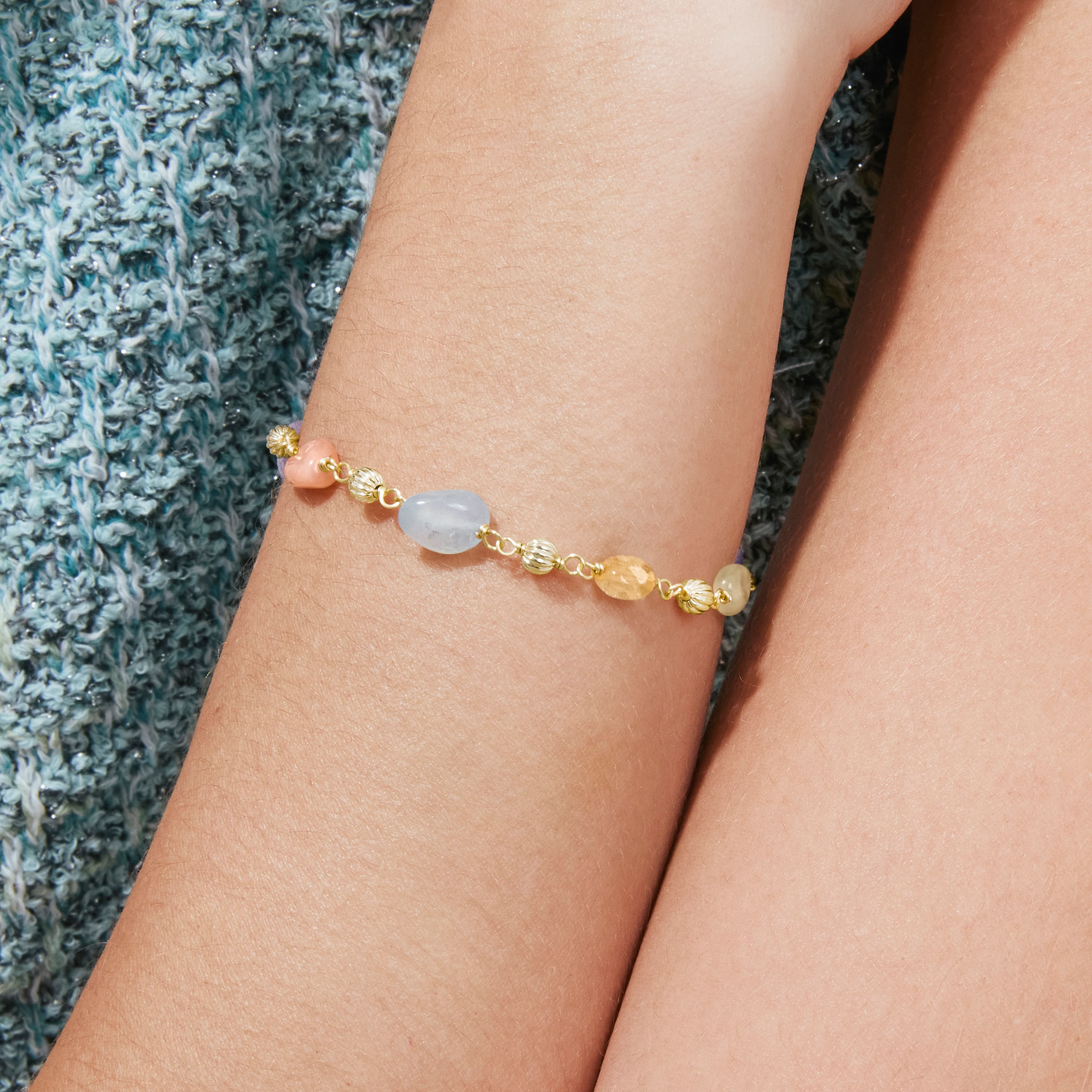 Pulsera de Plata de Ley 925 y Multicolor Piedra Natural acabado en oro amarillo de 18k - Sariel - Image 7